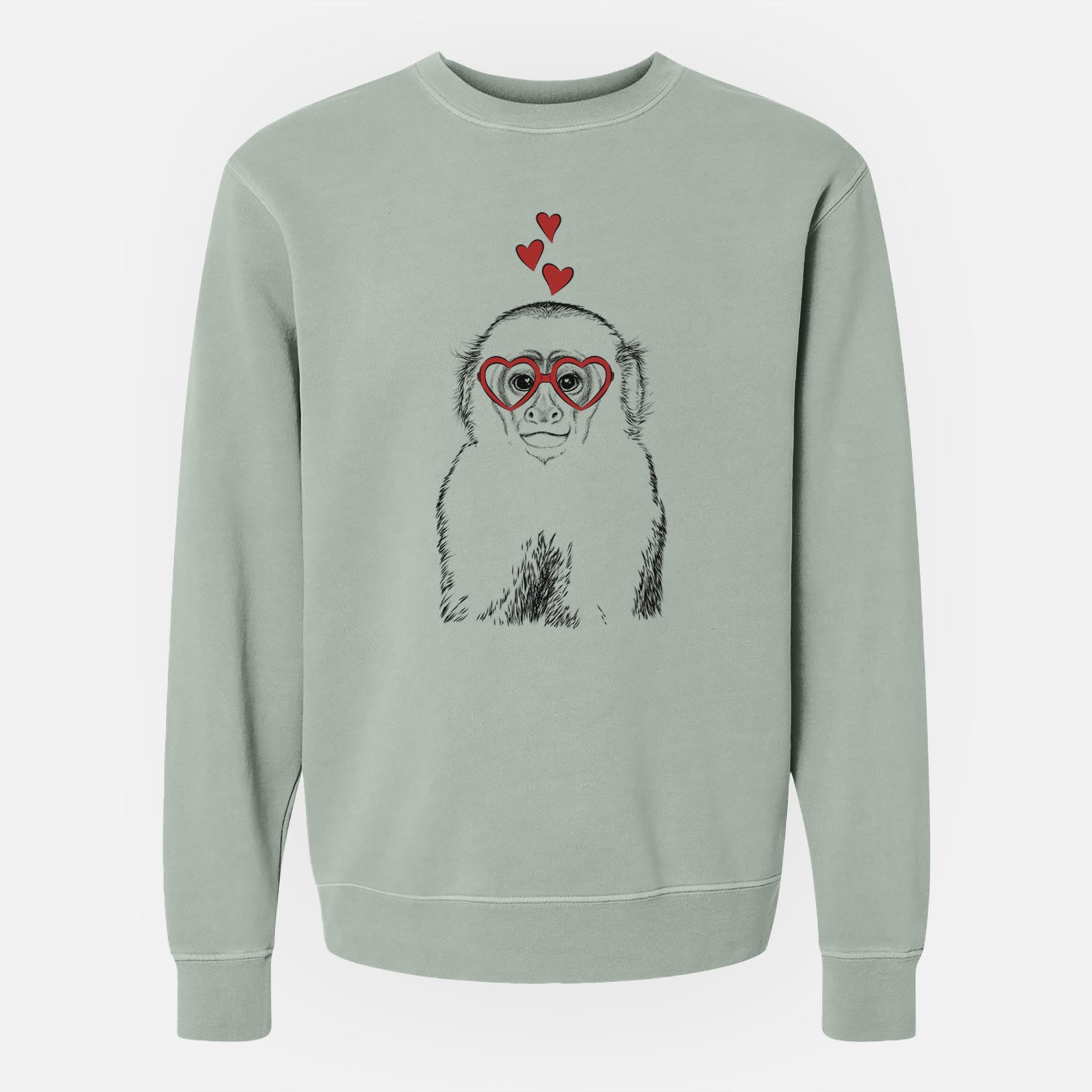 Valentine Marcel the Capuchin Monkey - Unisex Pigment Dyed Crew Sweatshirt