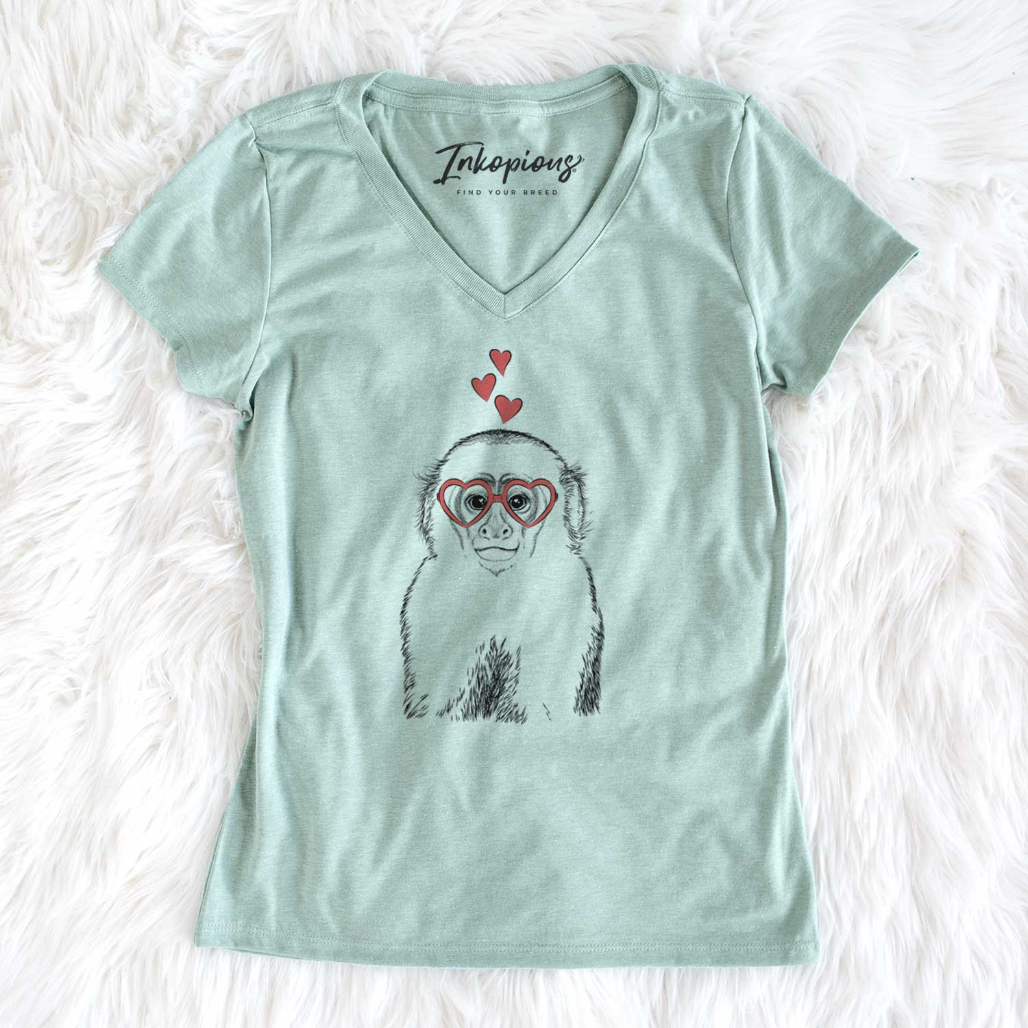 Valentine Marcel the Capuchin Monkey - Women's V-neck Shirt