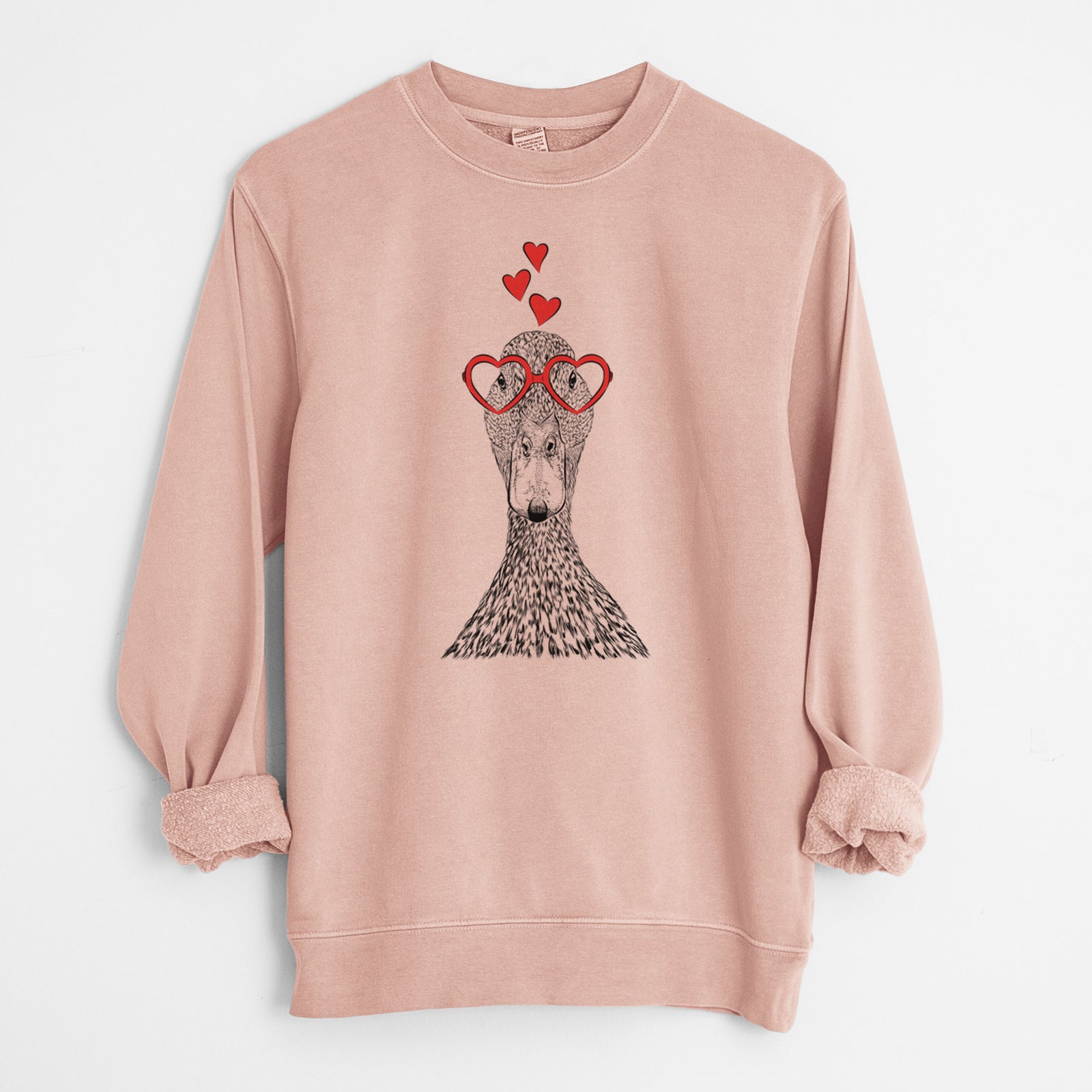 Valentine Marge the Mallard Duck - Unisex Pigment Dyed Crew Sweatshirt