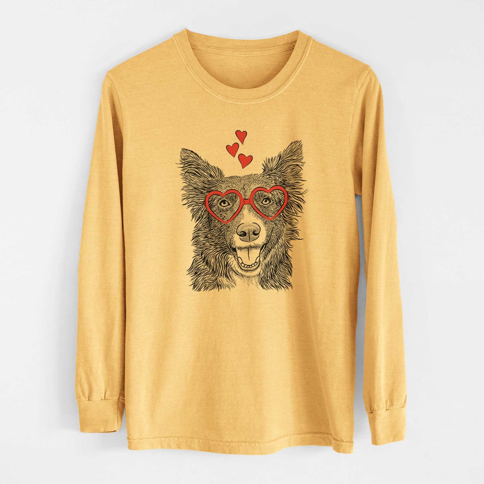 Valentine Marti the Border Collie - Heavyweight 100% Cotton Long Sleeve