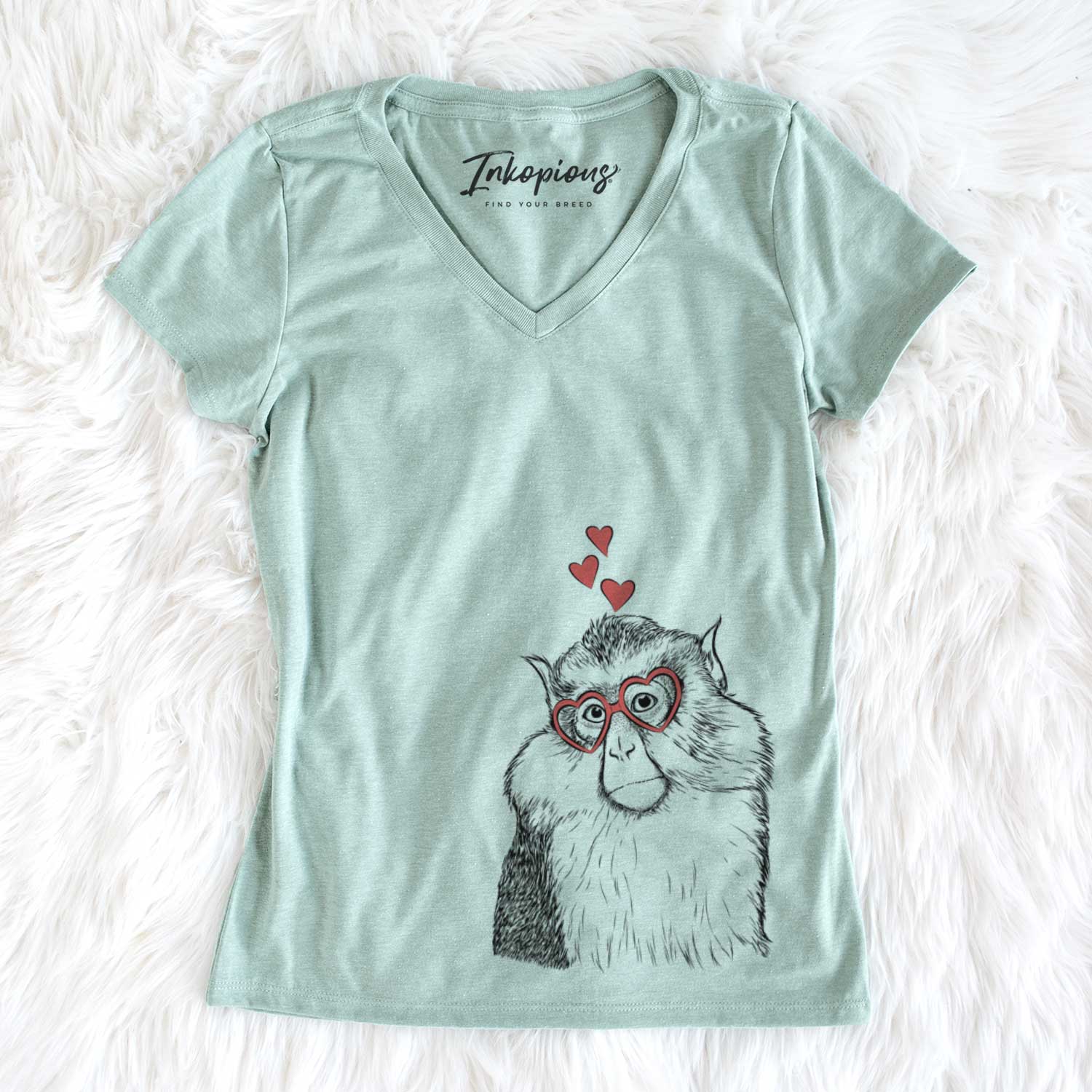 Valentine Matata the Mona Monkey - Women's V-neck Shirt