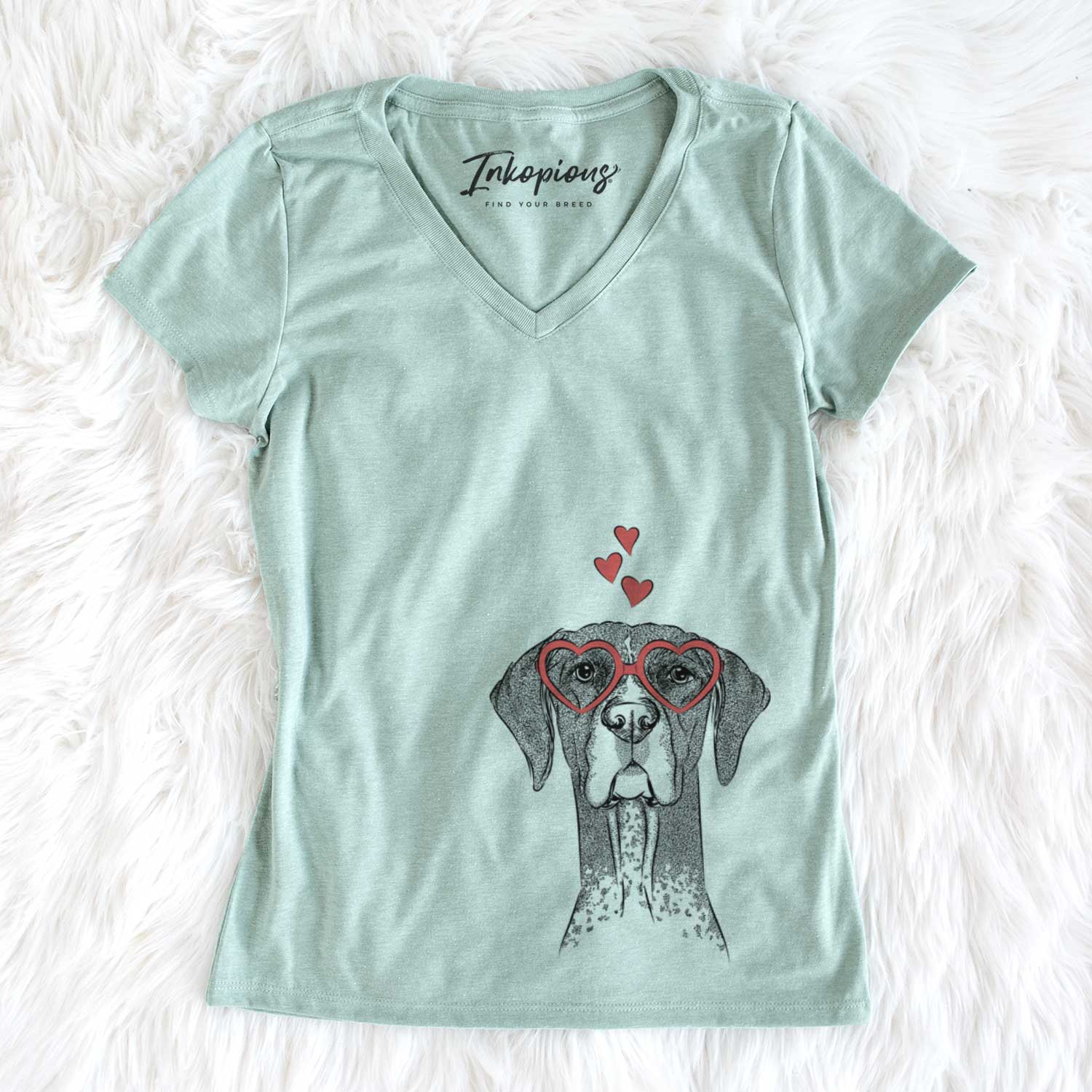 Valentine Mattis the German Shorthaired Pointer - Women's V-neck Shirt