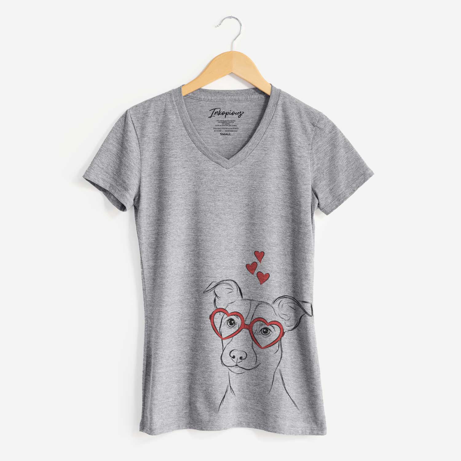 Valentine Max the Jack Russell Terrier - Women's V-neck Shirt
