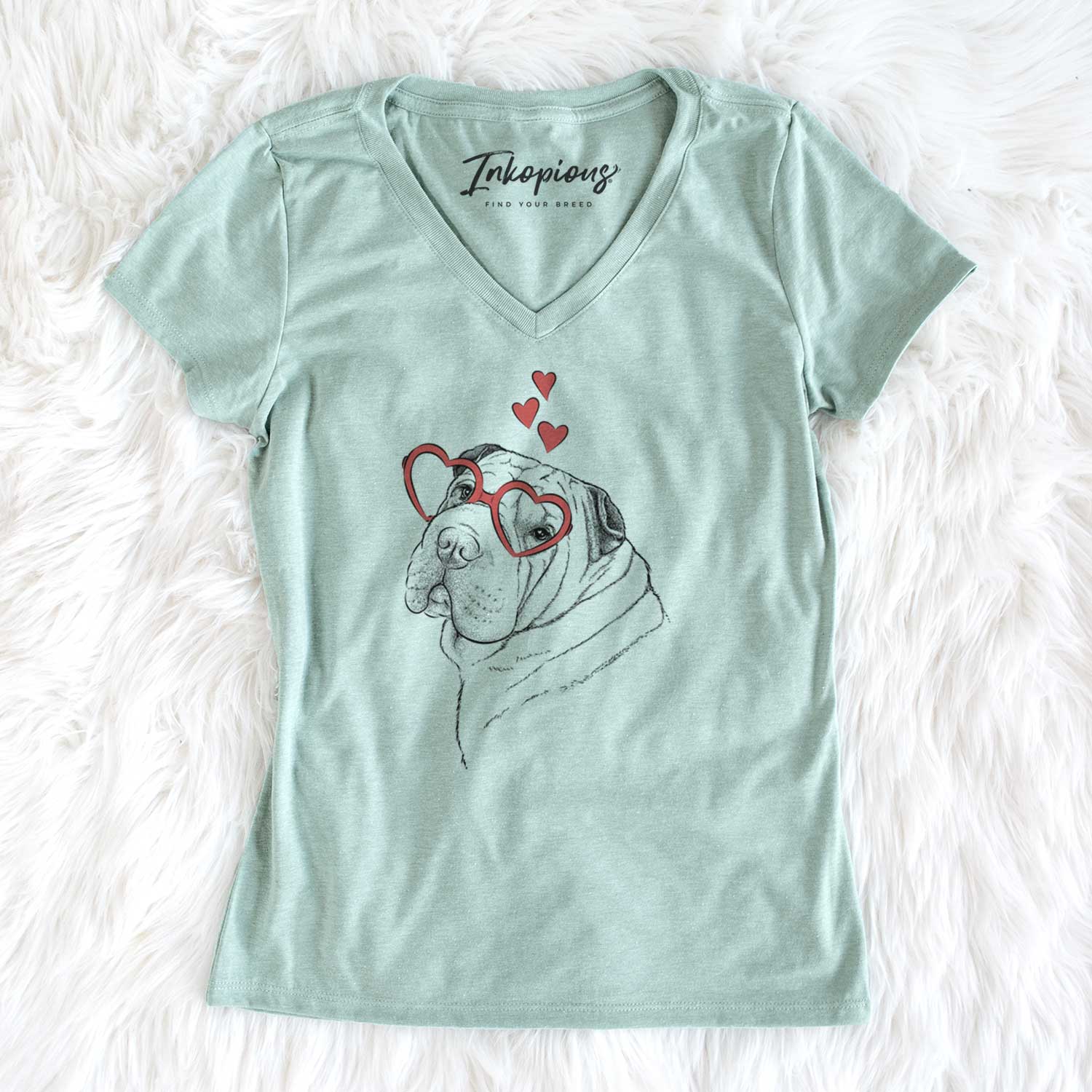 Valentine Maximus the Shar Pei - Women's V-neck Shirt