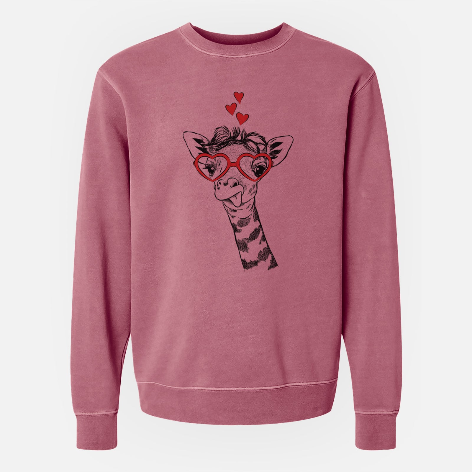 Valentine Mel the Baby Giraffe - Unisex Pigment Dyed Crew Sweatshirt