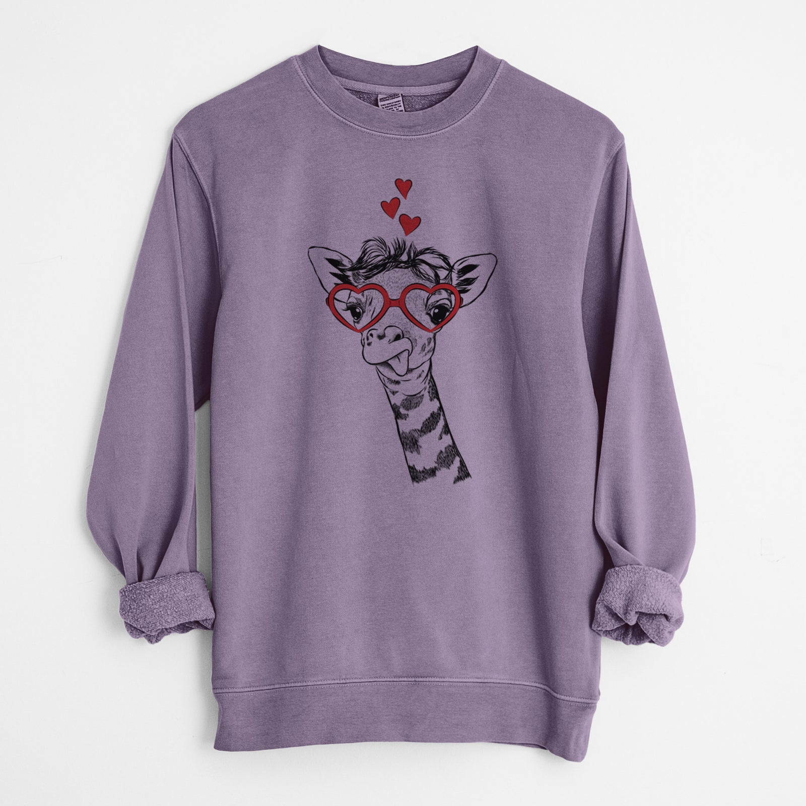 Valentine Mel the Baby Giraffe - Unisex Pigment Dyed Crew Sweatshirt
