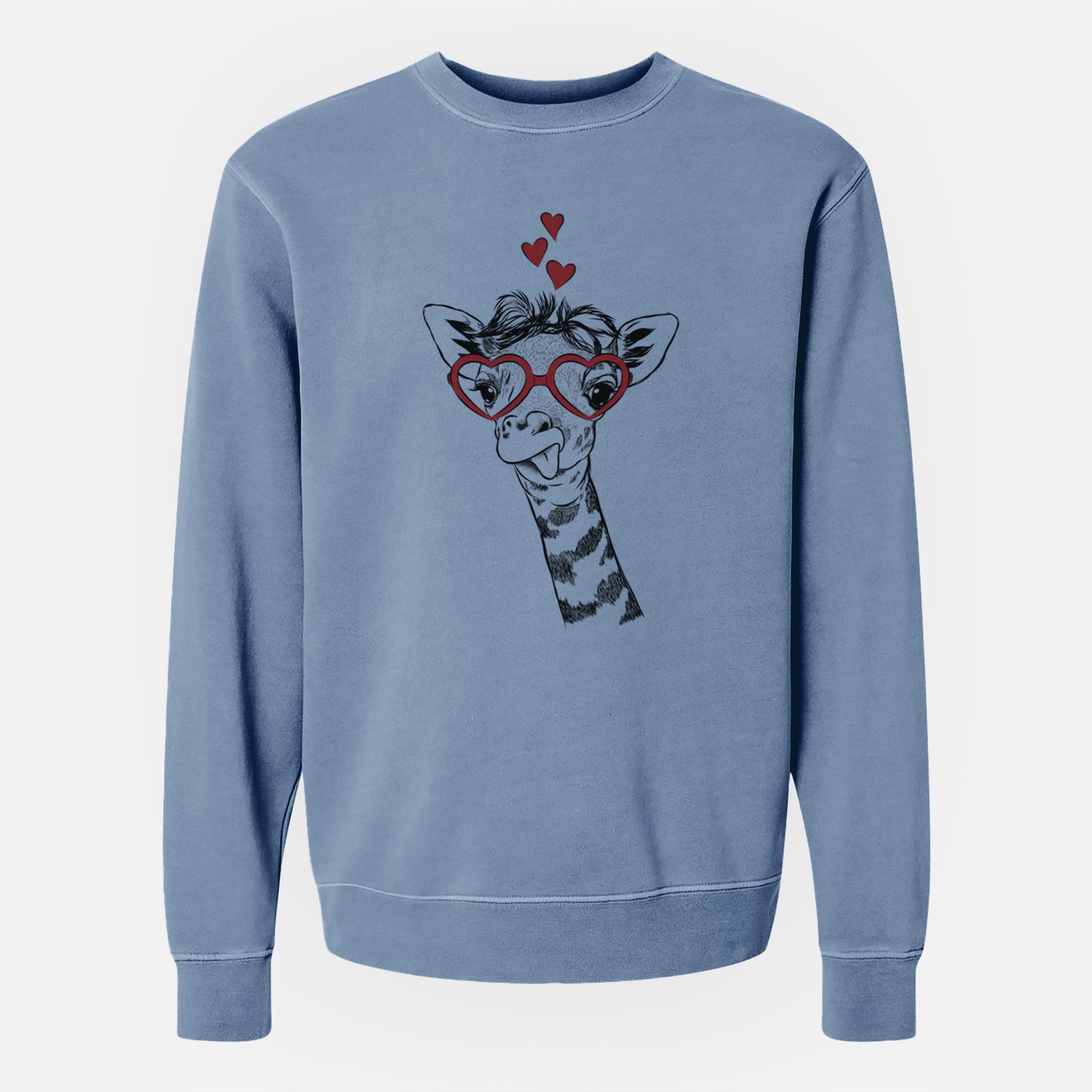 Valentine Mel the Baby Giraffe - Unisex Pigment Dyed Crew Sweatshirt