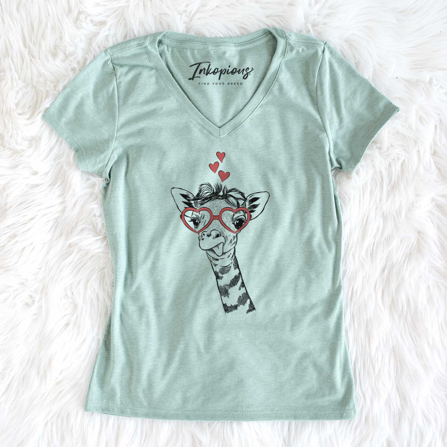 Valentine Mel the Baby Giraffe - Women's V-neck Shirt
