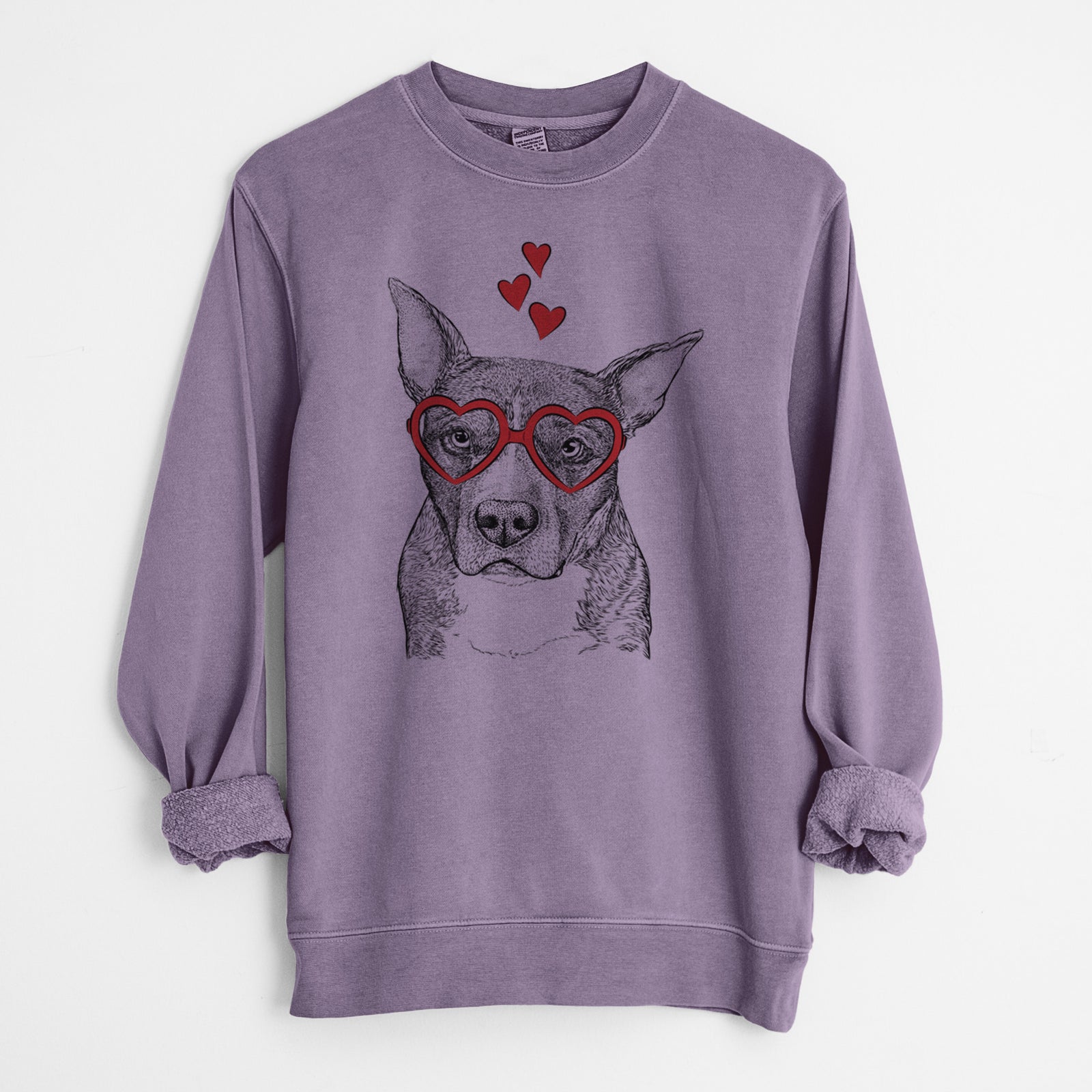 Valentine Mercy the Pitbull - Unisex Pigment Dyed Crew Sweatshirt