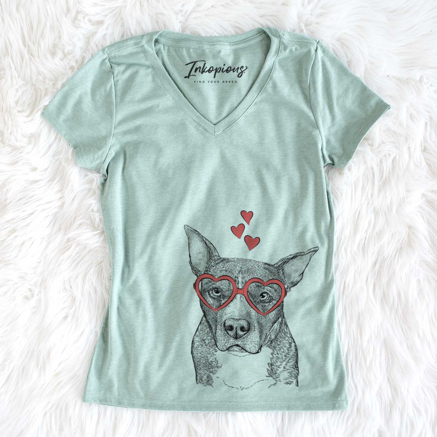 Valentine Mercy the Pitbull - Women's V-neck Shirt