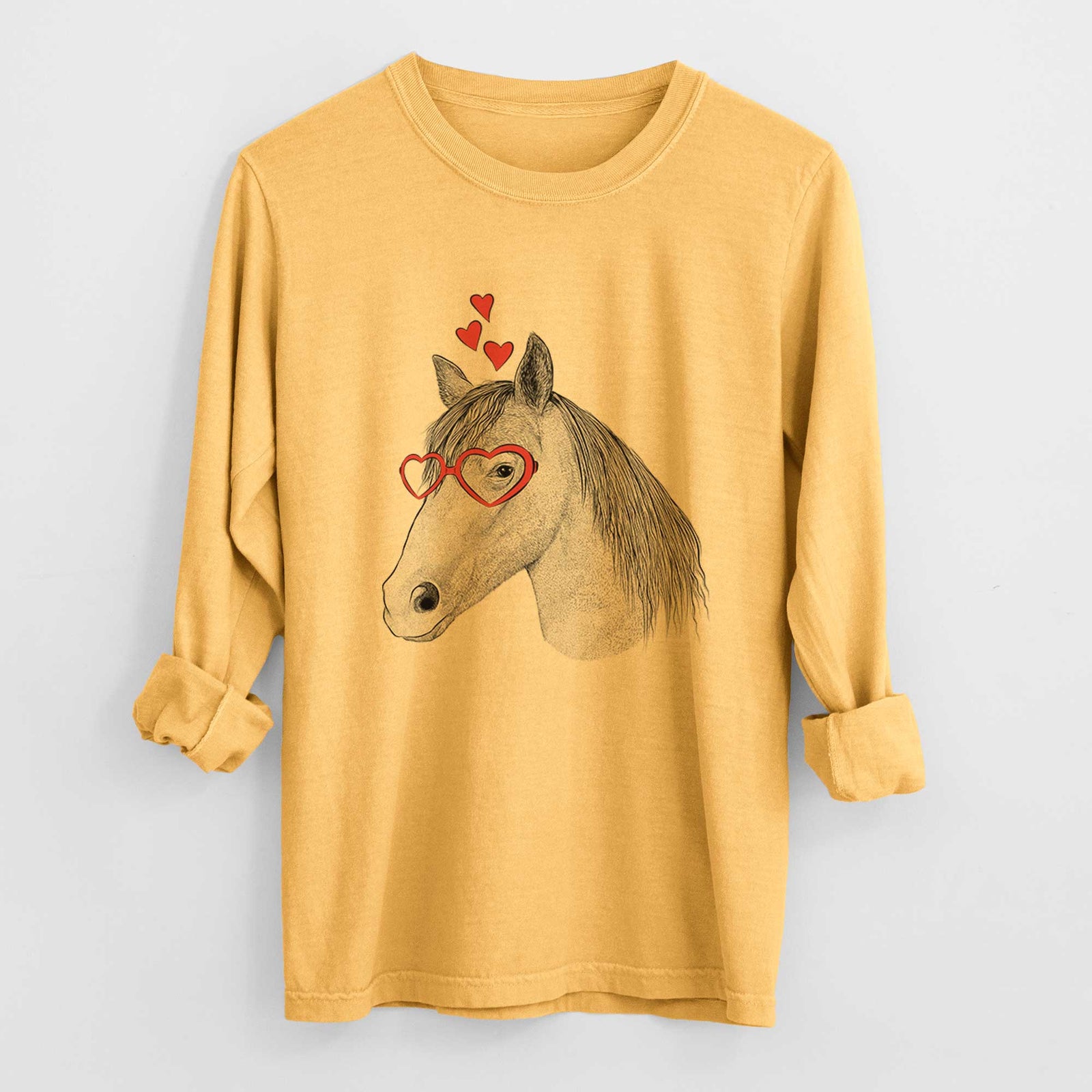 Valentine Midnight the Missouri Foxtrotter Horse - Heavyweight 100% Cotton Long Sleeve