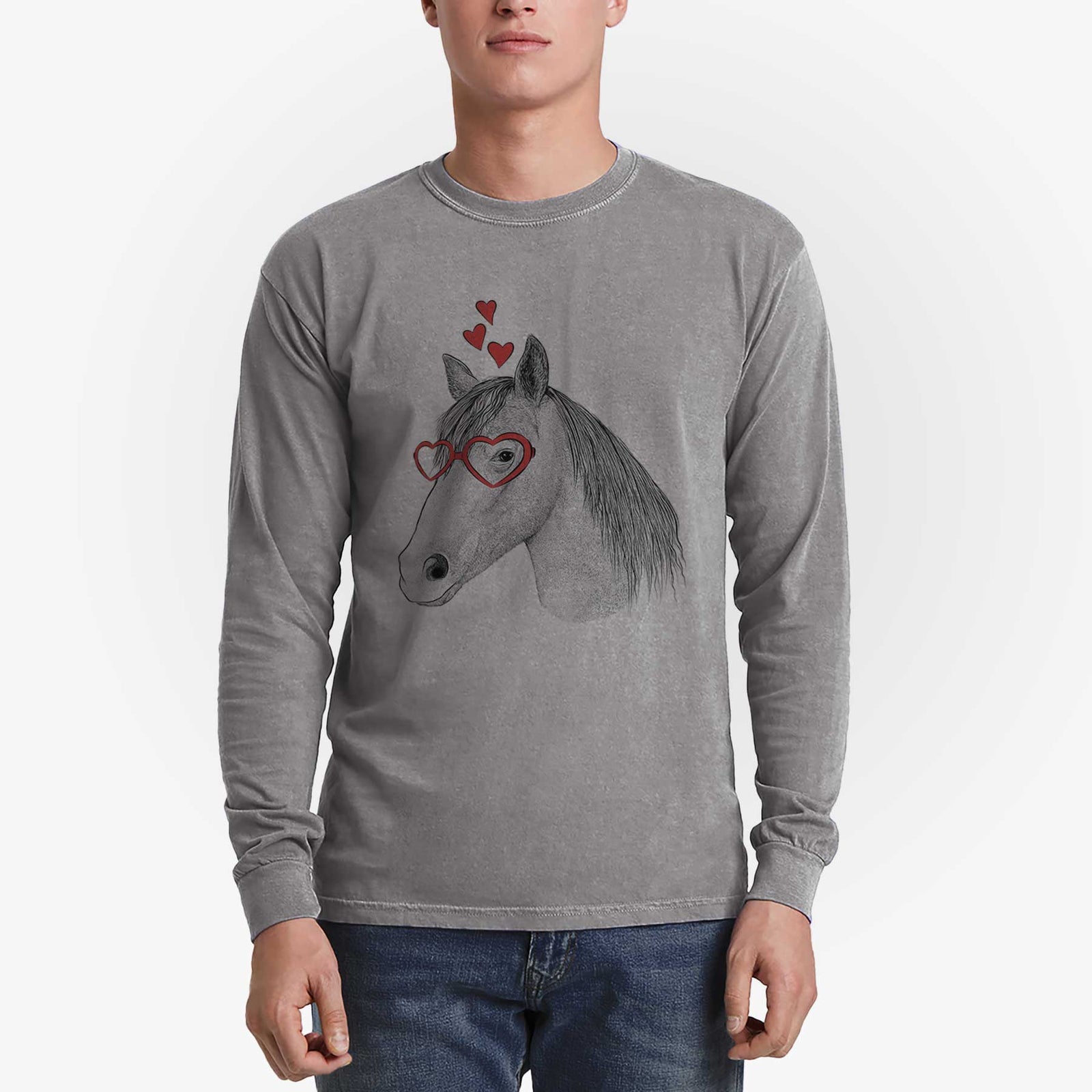 Valentine Midnight the Missouri Foxtrotter Horse - Heavyweight 100% Cotton Long Sleeve