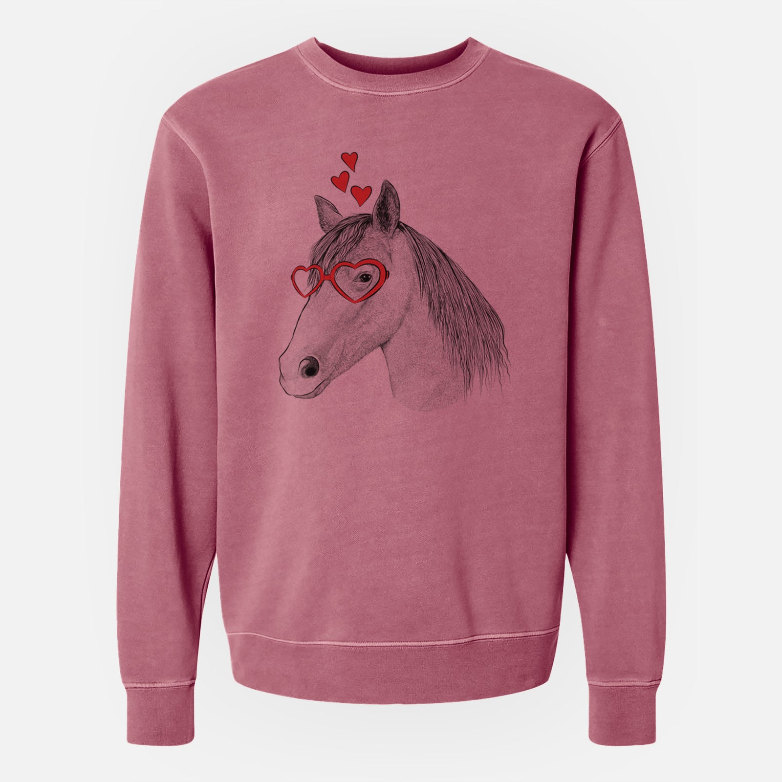 Valentine Midnight the Missouri Foxtrotter Horse - Unisex Pigment Dyed Crew Sweatshirt