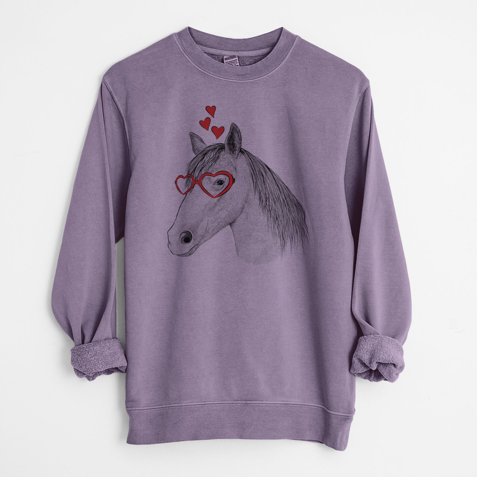 Valentine Midnight the Missouri Foxtrotter Horse - Unisex Pigment Dyed Crew Sweatshirt