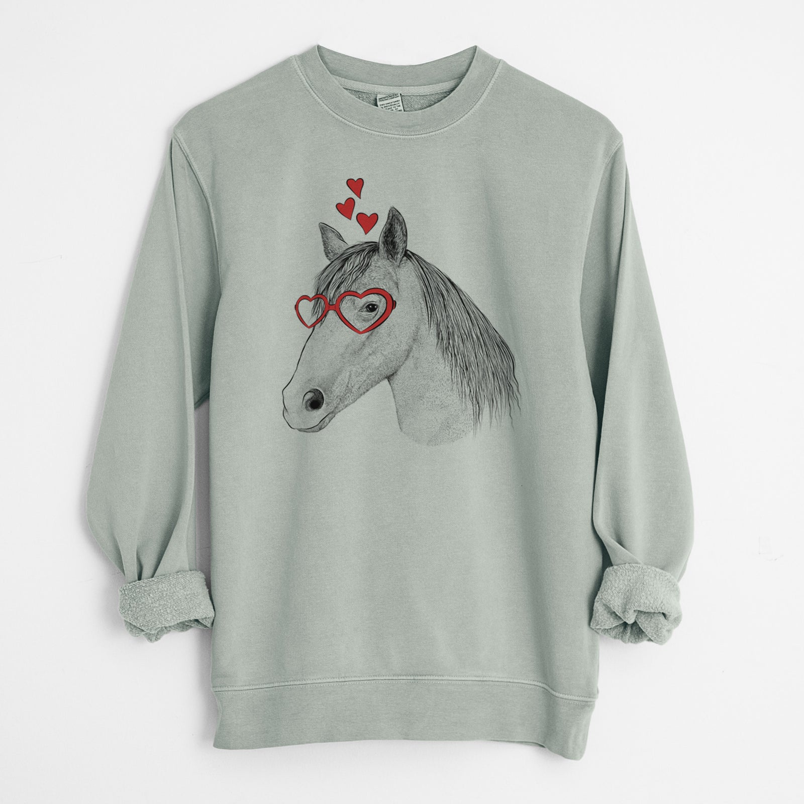 Valentine Midnight the Missouri Foxtrotter Horse - Unisex Pigment Dyed Crew Sweatshirt