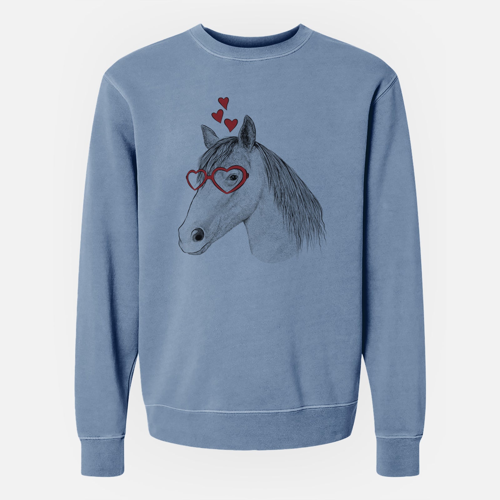 Valentine Midnight the Missouri Foxtrotter Horse - Unisex Pigment Dyed Crew Sweatshirt