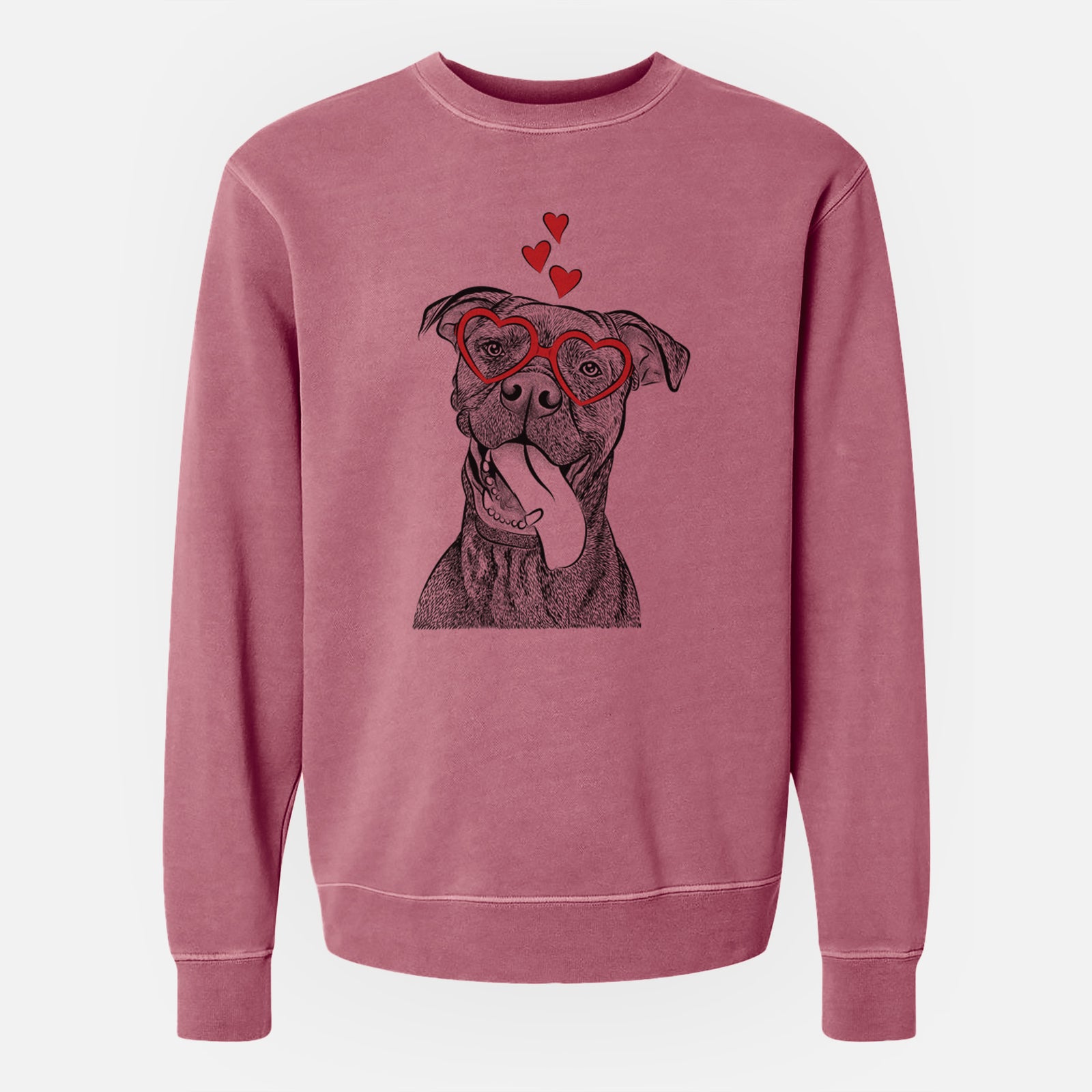 Valentine Mikey the Boxador - Unisex Pigment Dyed Crew Sweatshirt