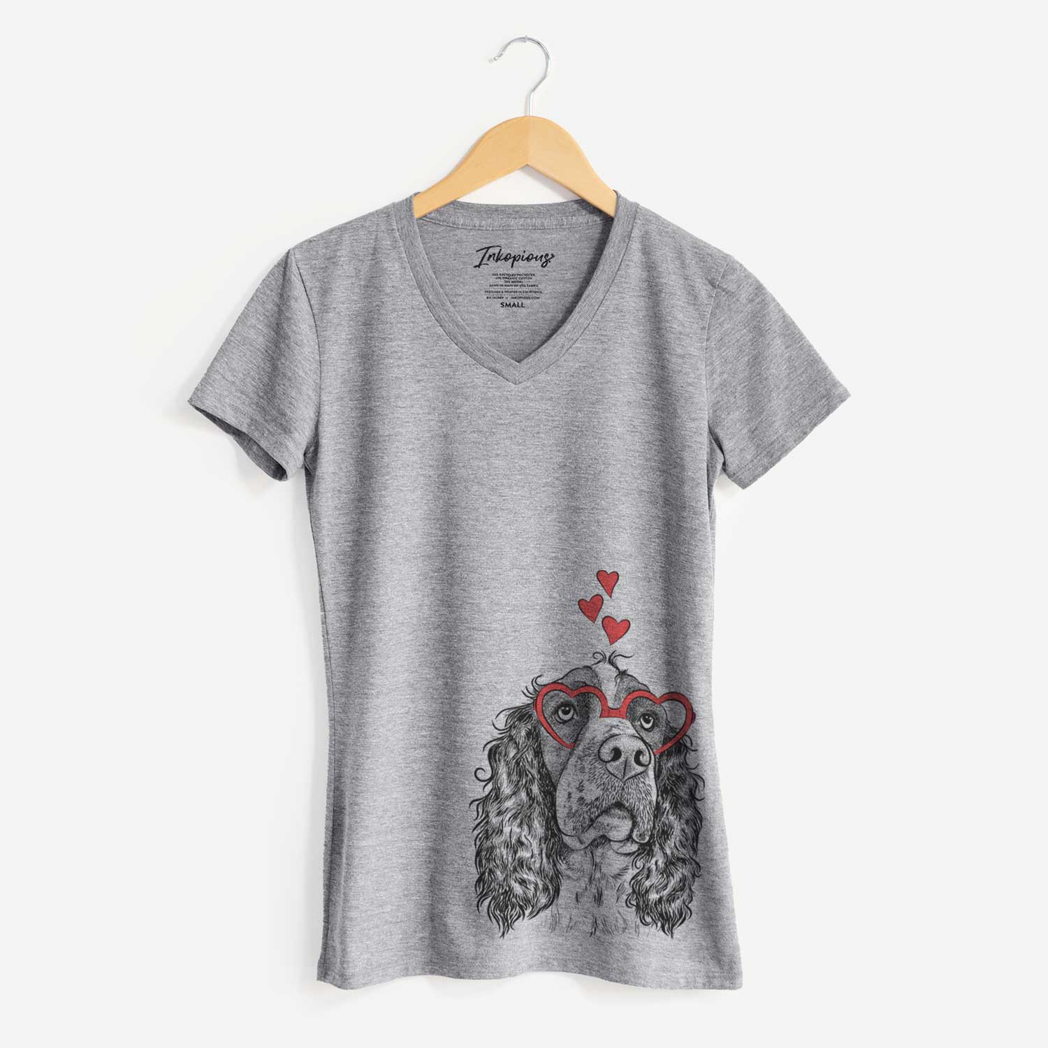 Valentine Millie Mae the English Springer Spaniel - Women's V-neck Shirt