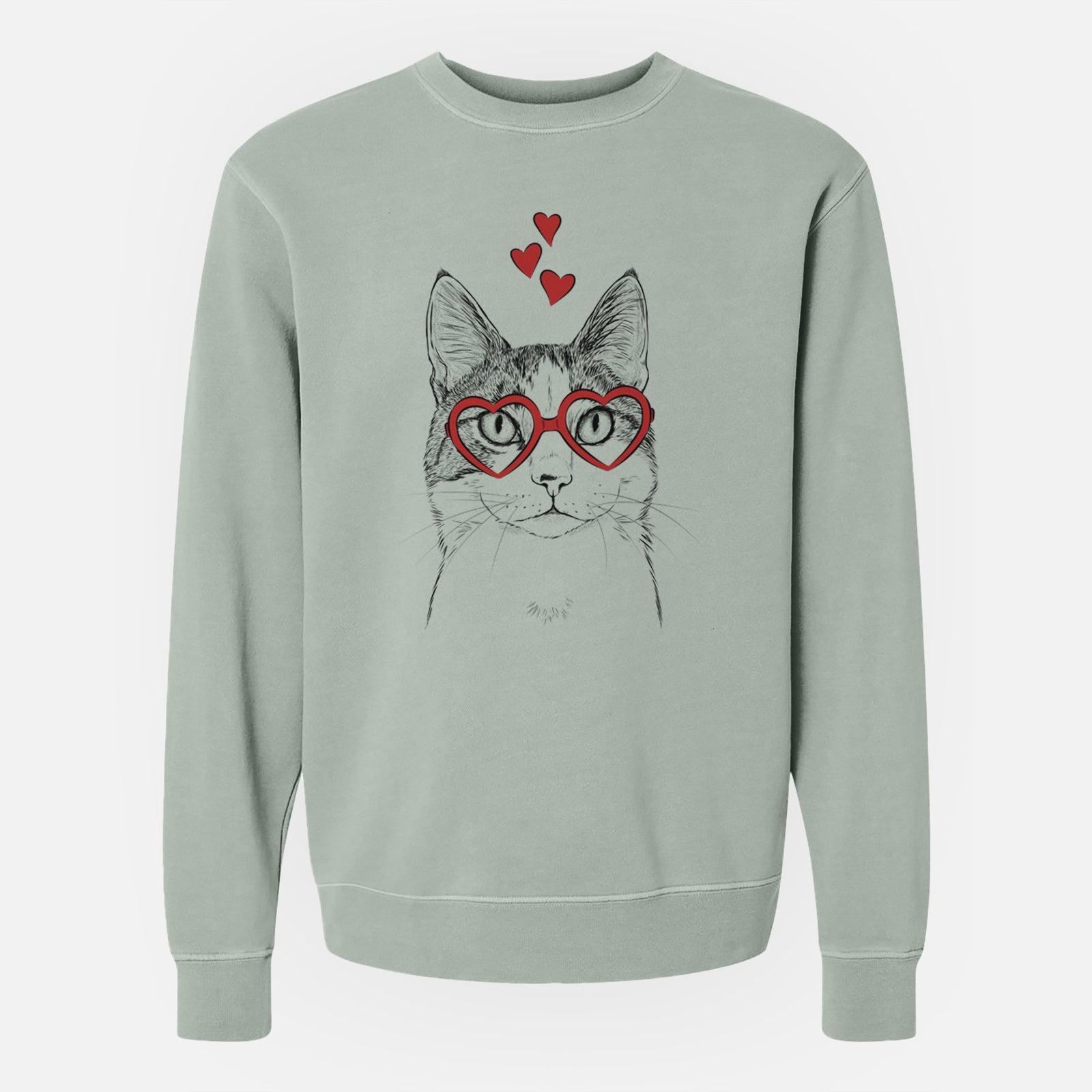 Valentine Mini Griffin the Domestic Shorthair Cat - Unisex Pigment Dyed Crew Sweatshirt