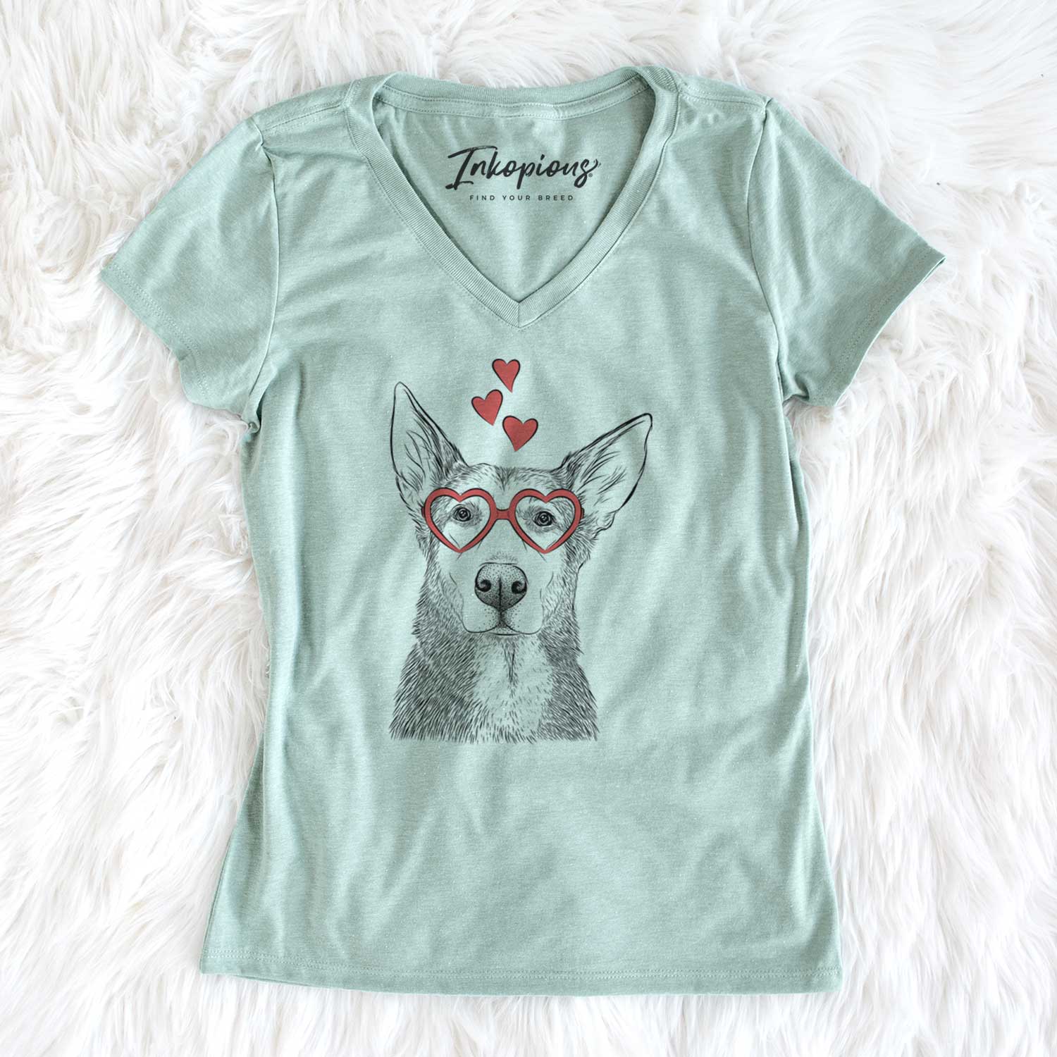 Valentine Misty the German Shepherd Mix - Women's V-neck Shirt