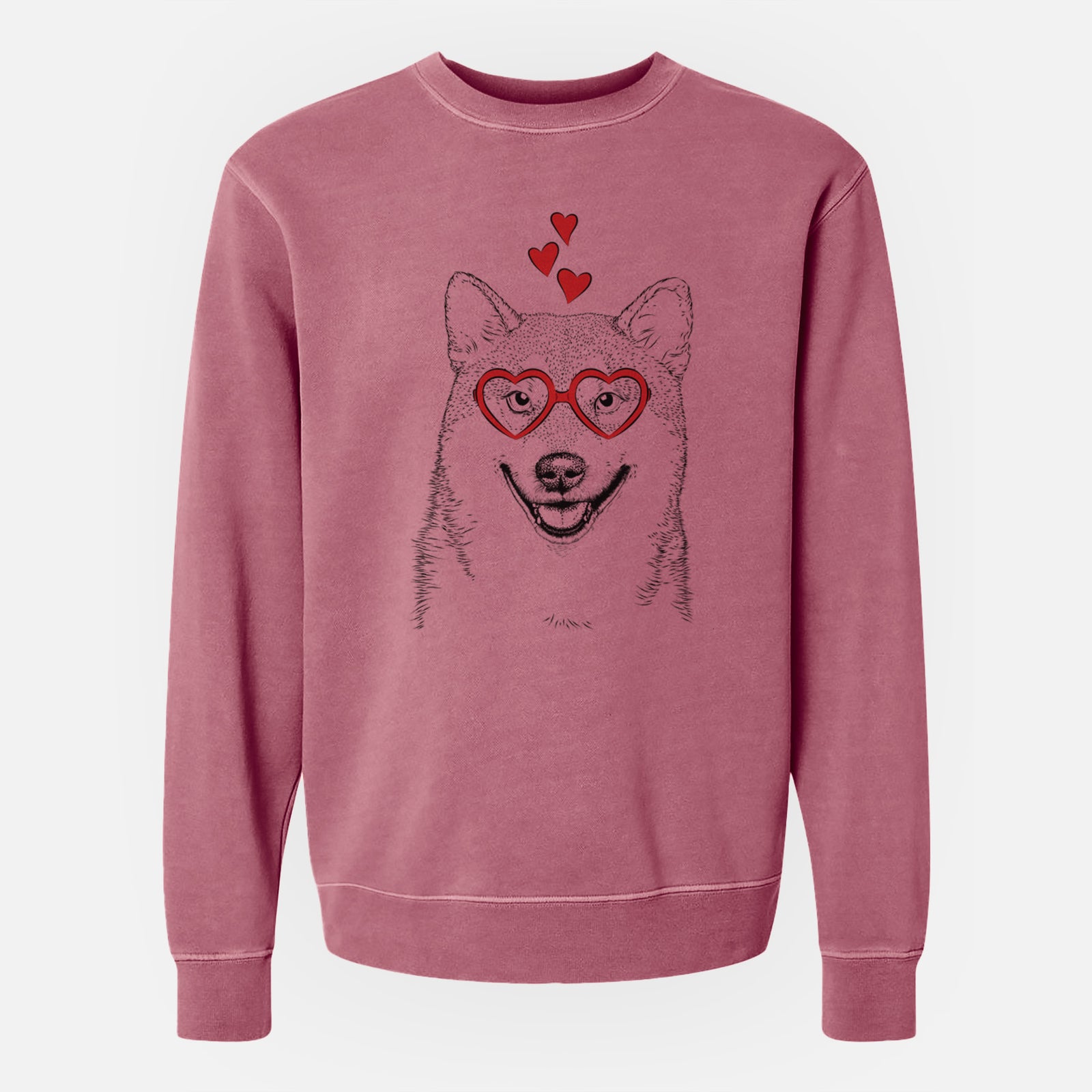 Valentine Mitsu the Shiba Inu - Unisex Pigment Dyed Crew Sweatshirt