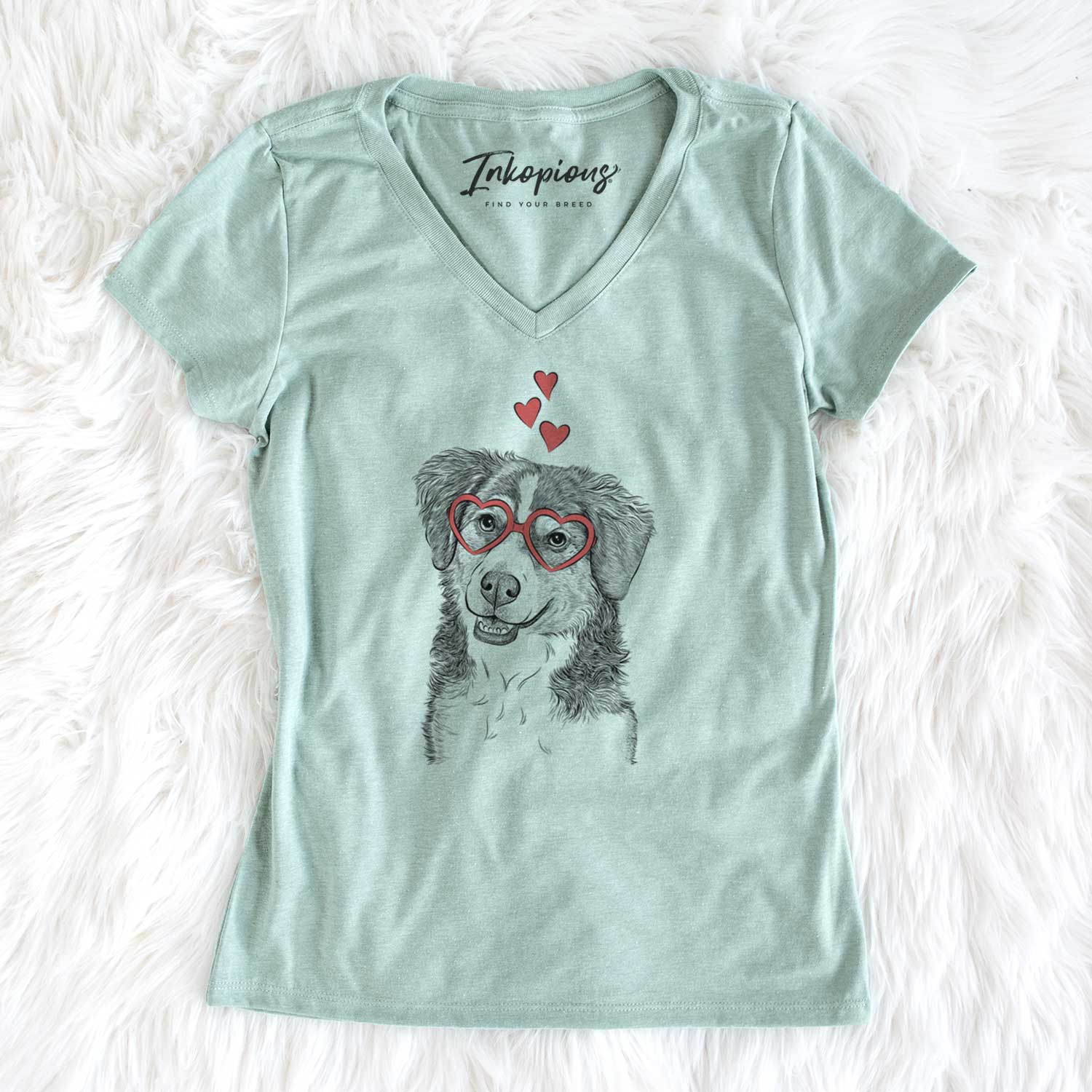 Valentine Molly the Miniature Bernedoodle - Women's V-neck Shirt