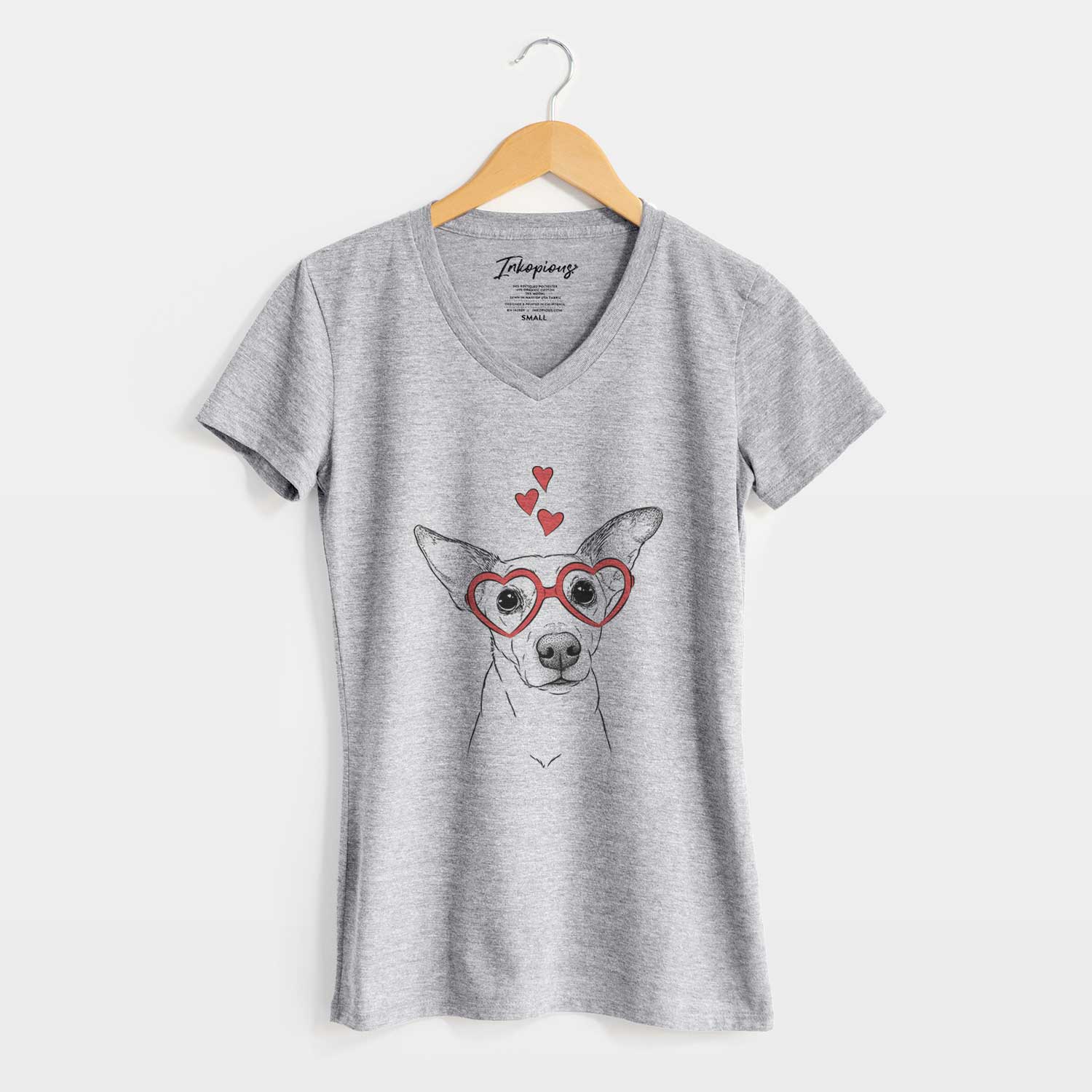 Valentine Molly the Jack Russell Terrier - Women's V-neck Shirt