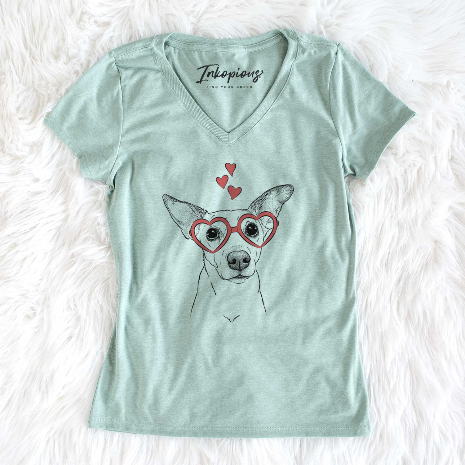Valentine Molly the Jack Russell Terrier - Women's V-neck Shirt