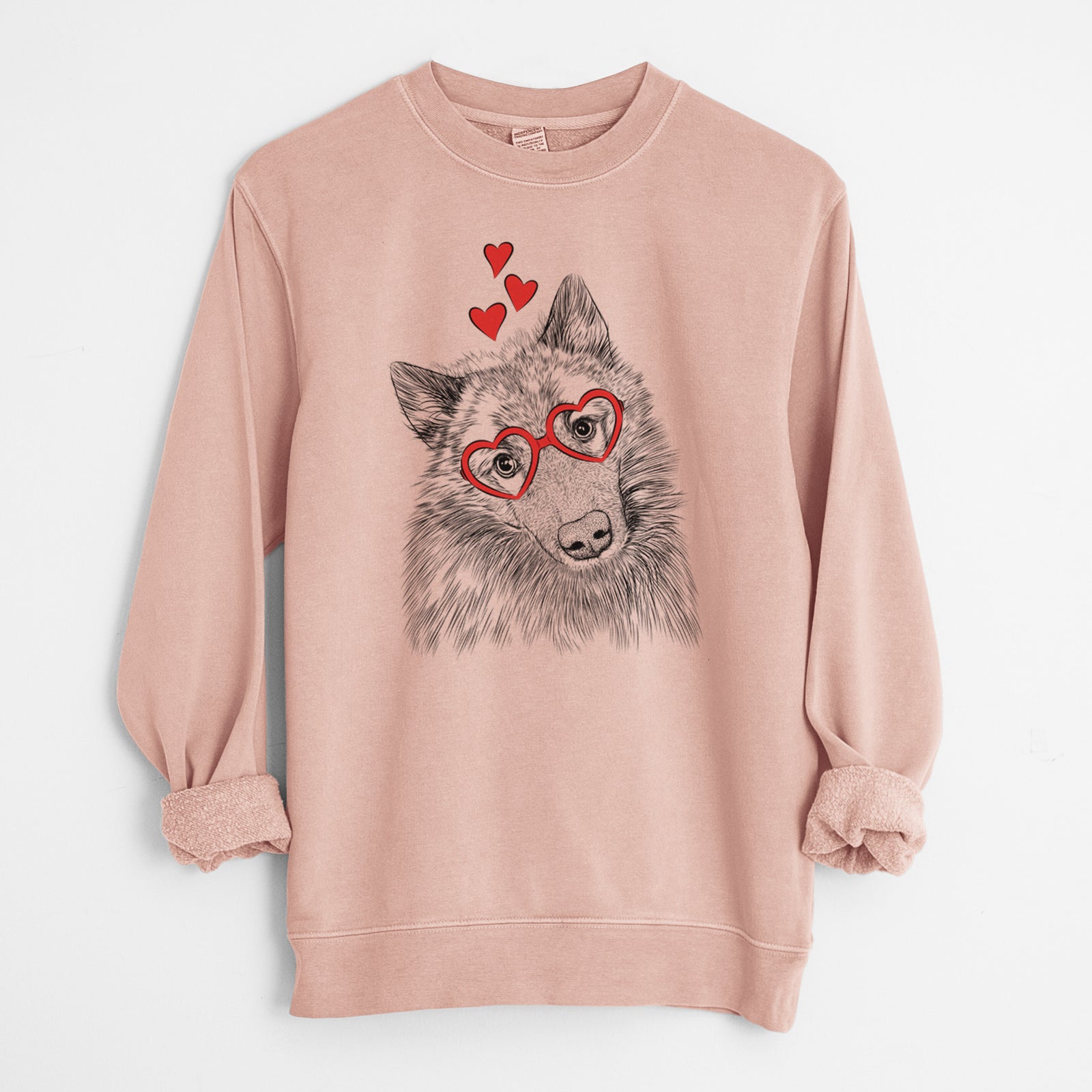 Valentine Mr. Maverick the Keeshond - Unisex Pigment Dyed Crew Sweatshirt