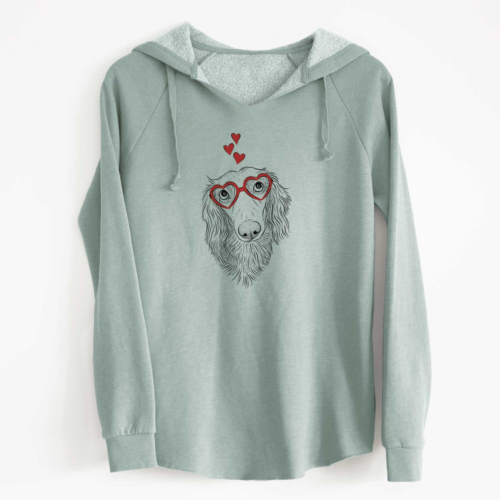 Valentine Mr. Rusty the Long Haired Dachshund - Cali Wave Hooded Sweatshirt