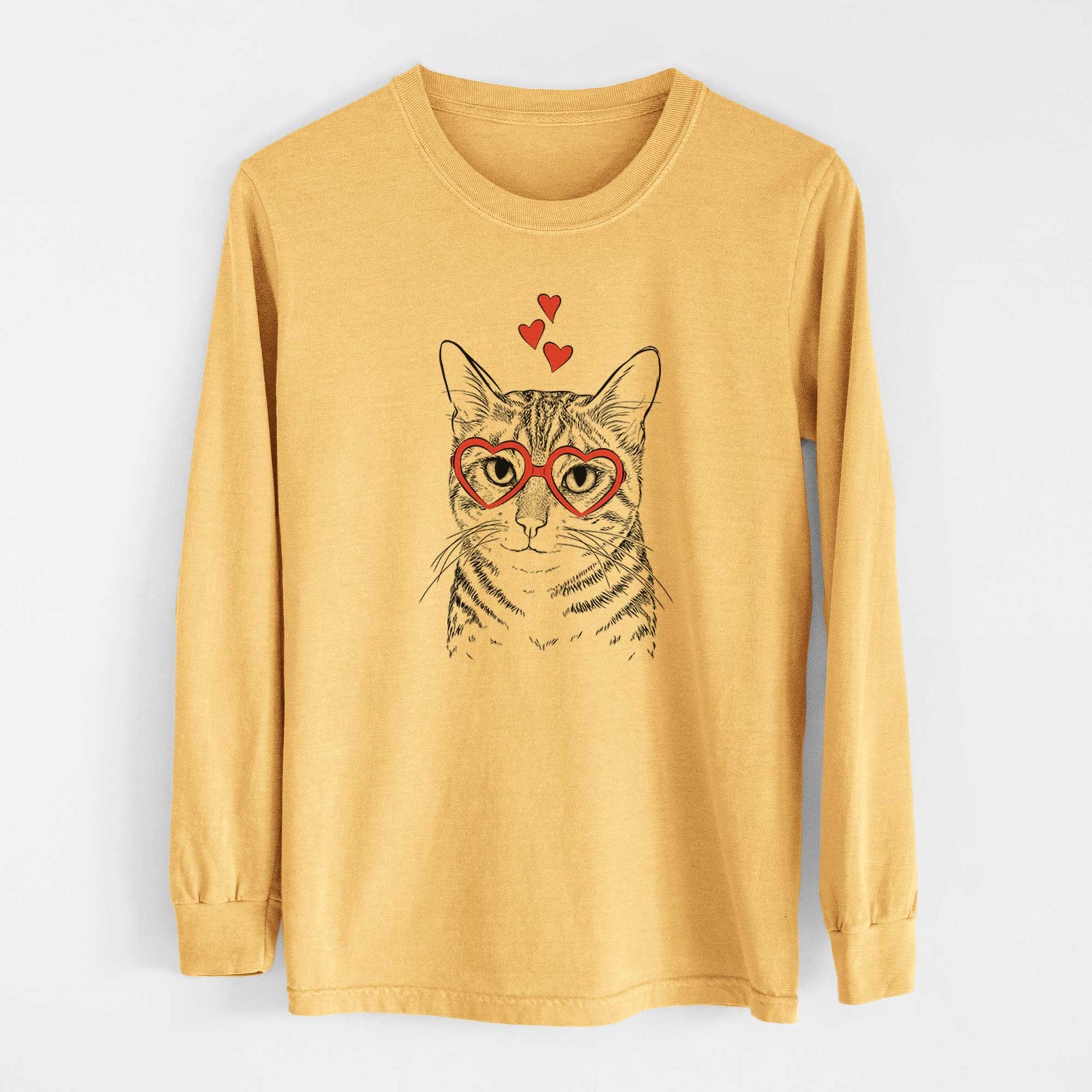 Valentine Nell the Tabby Cat - Heavyweight 100% Cotton Long Sleeve