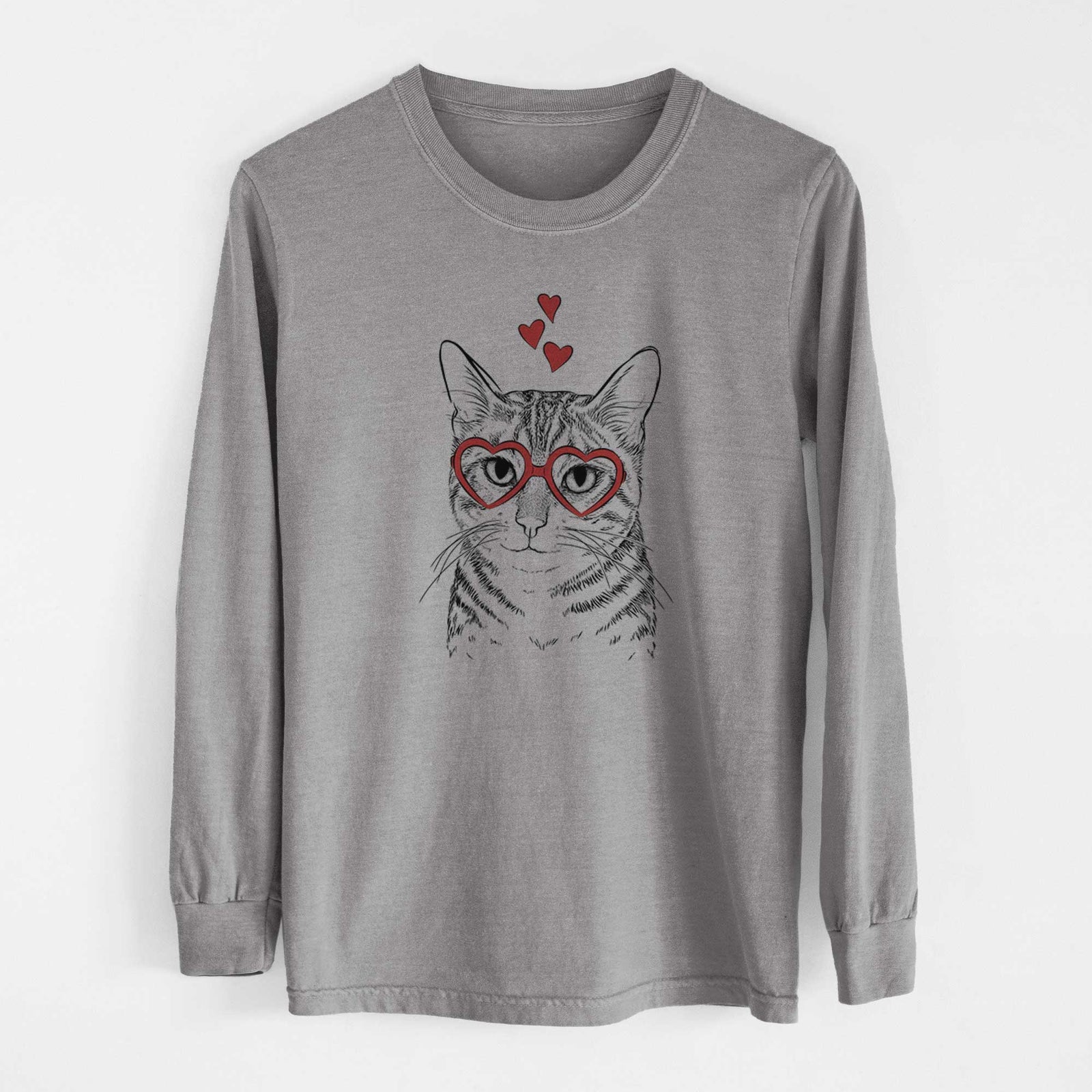 Valentine Nell the Tabby Cat - Heavyweight 100% Cotton Long Sleeve