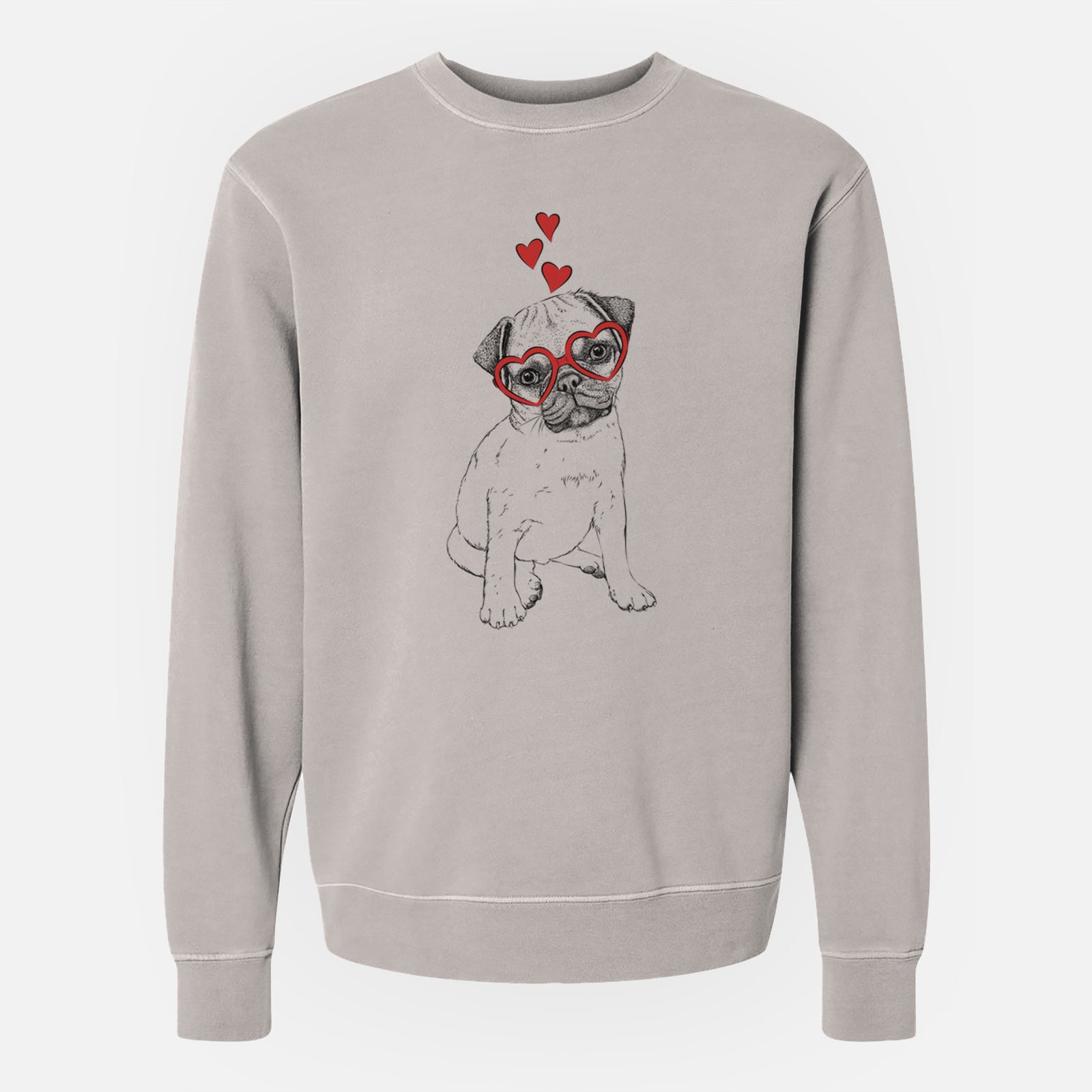 Valentine Nelson the Pug Puppy - Unisex Pigment Dyed Crew Sweatshirt