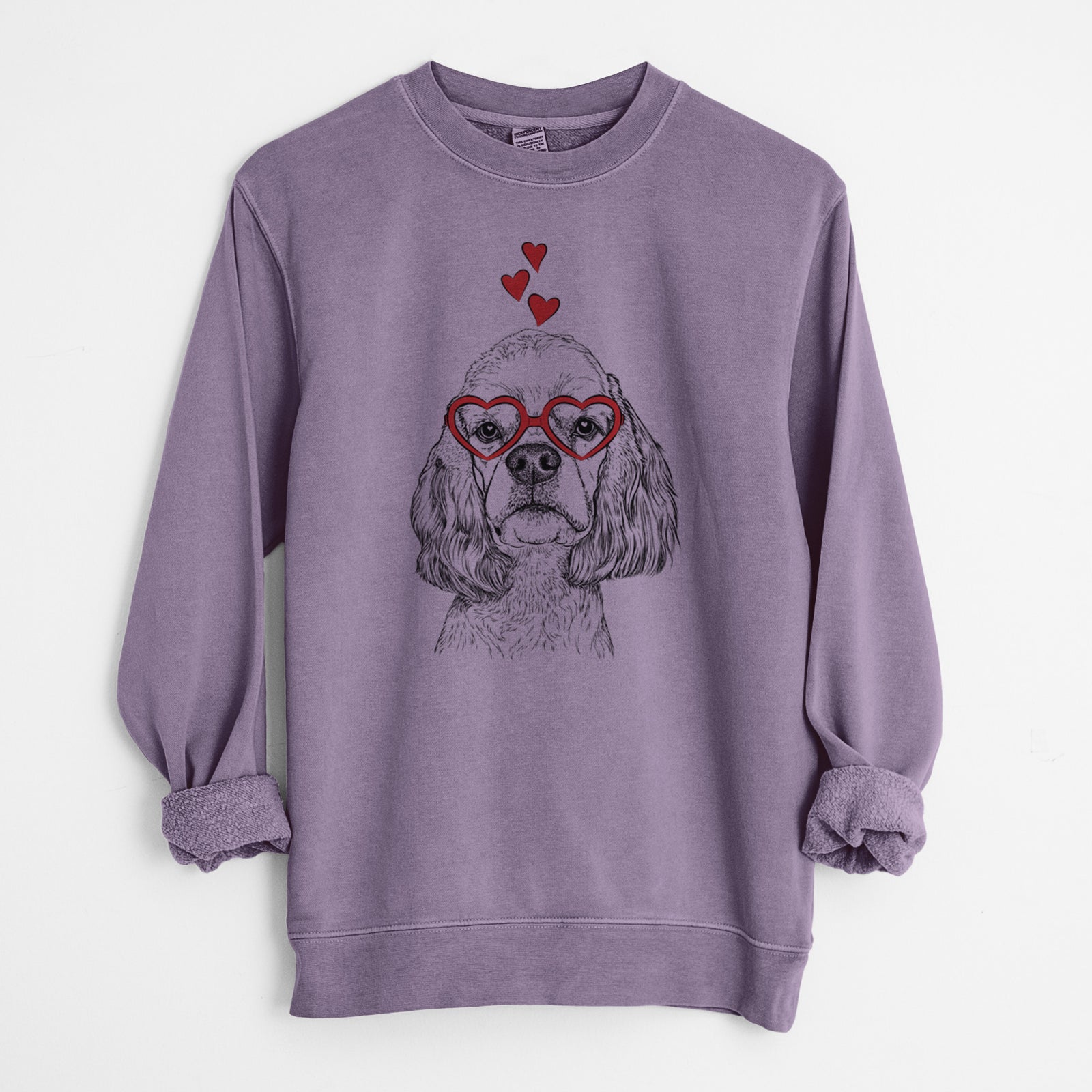 Valentine Oakley the American Cocker Spaniel - Unisex Pigment Dyed Crew Sweatshirt