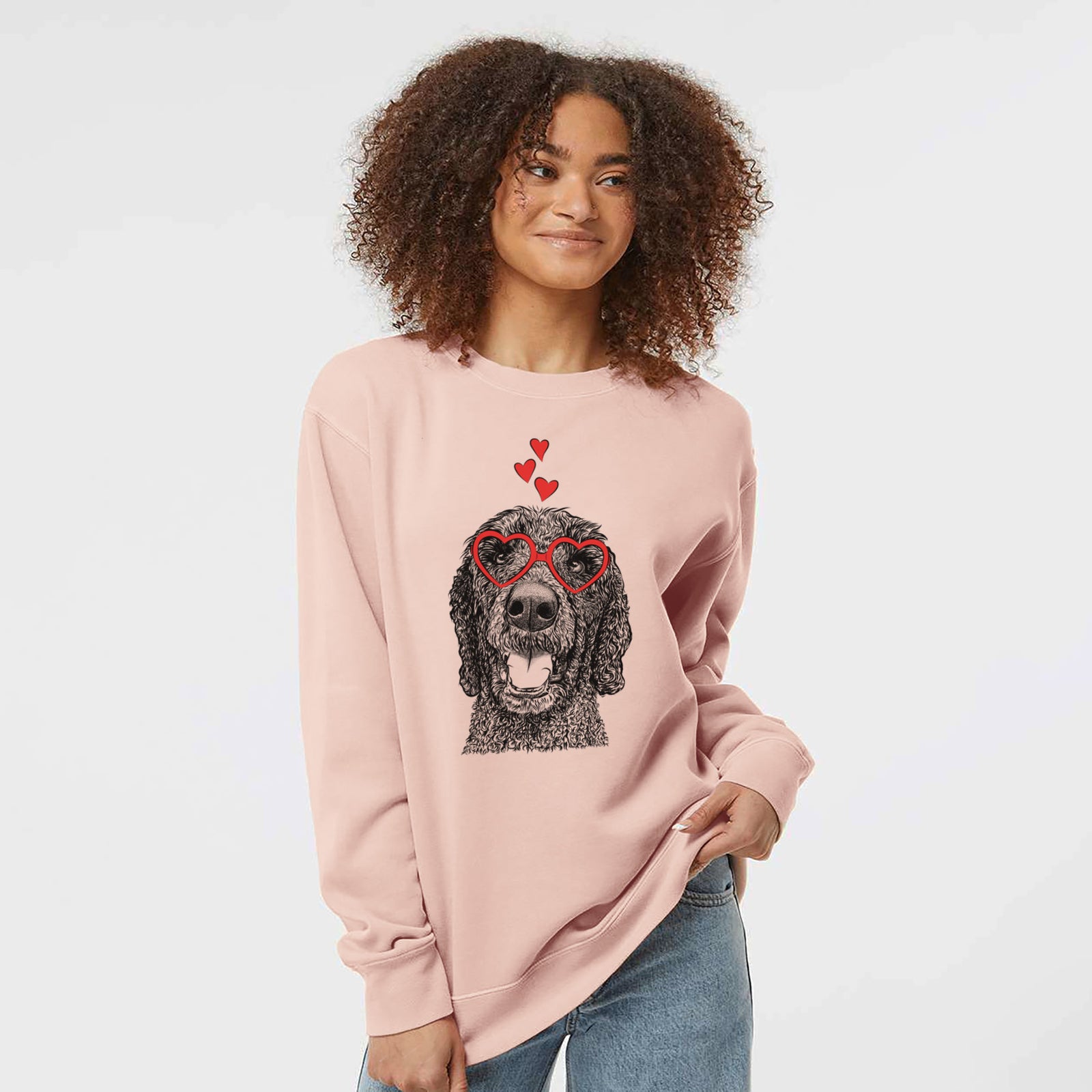 Valentine Obi James the Goldendoodle - Unisex Pigment Dyed Crew Sweatshirt
