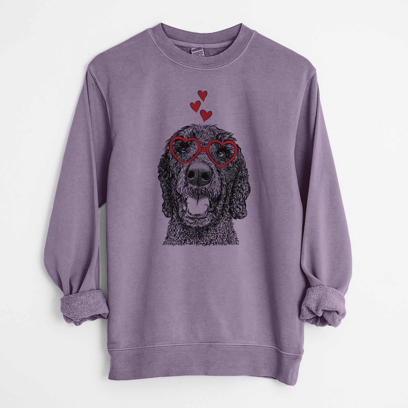 Valentine Obi James the Goldendoodle - Unisex Pigment Dyed Crew Sweatshirt