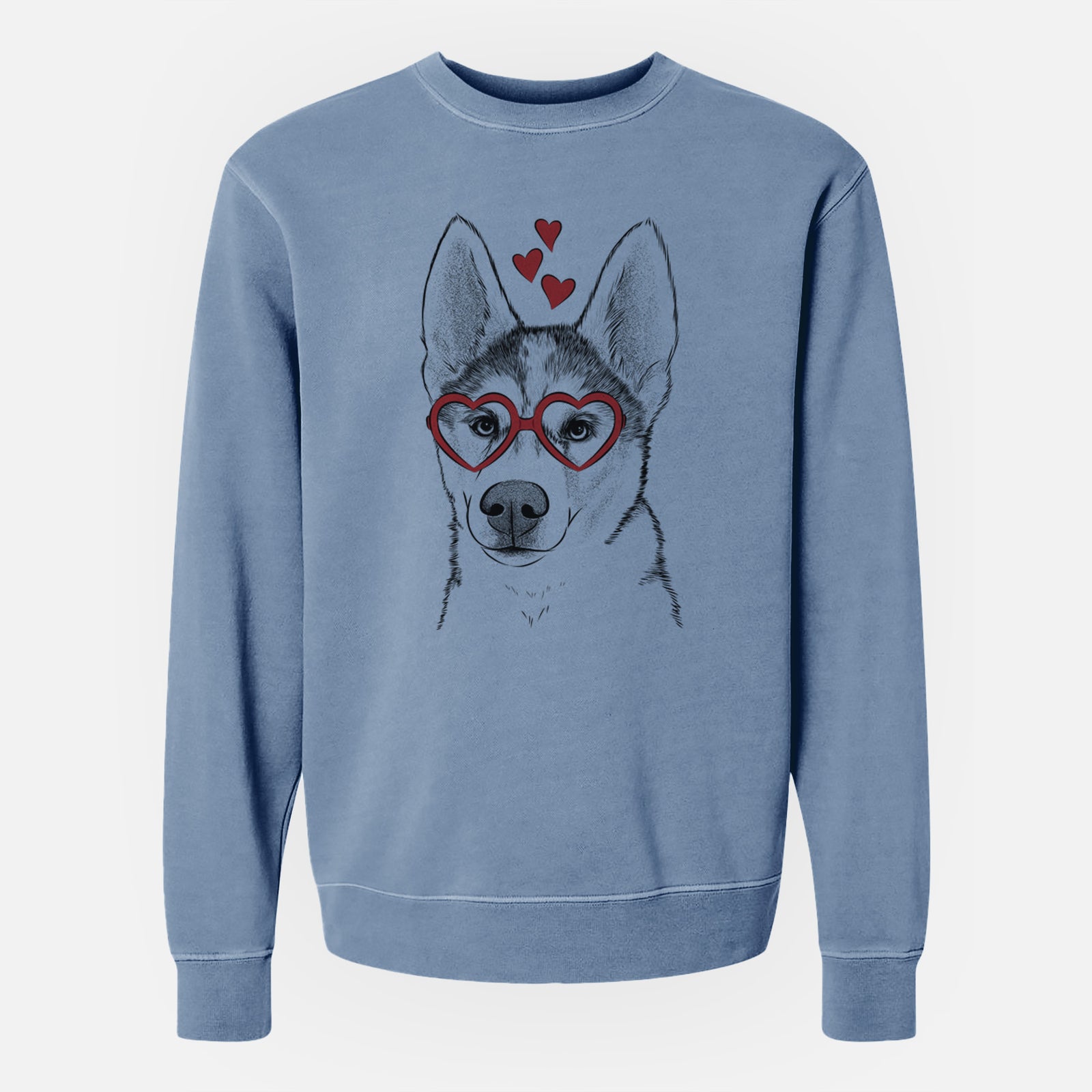 Valentine Odin the Siberian Husky - Unisex Pigment Dyed Crew Sweatshirt