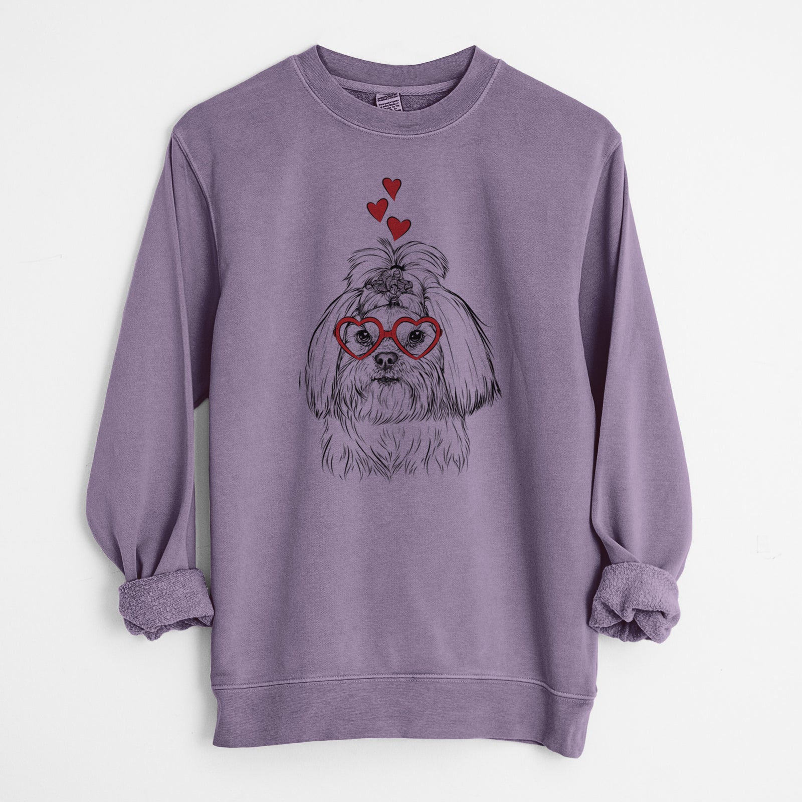 Valentine Olga the Shih Tzu - Unisex Pigment Dyed Crew Sweatshirt