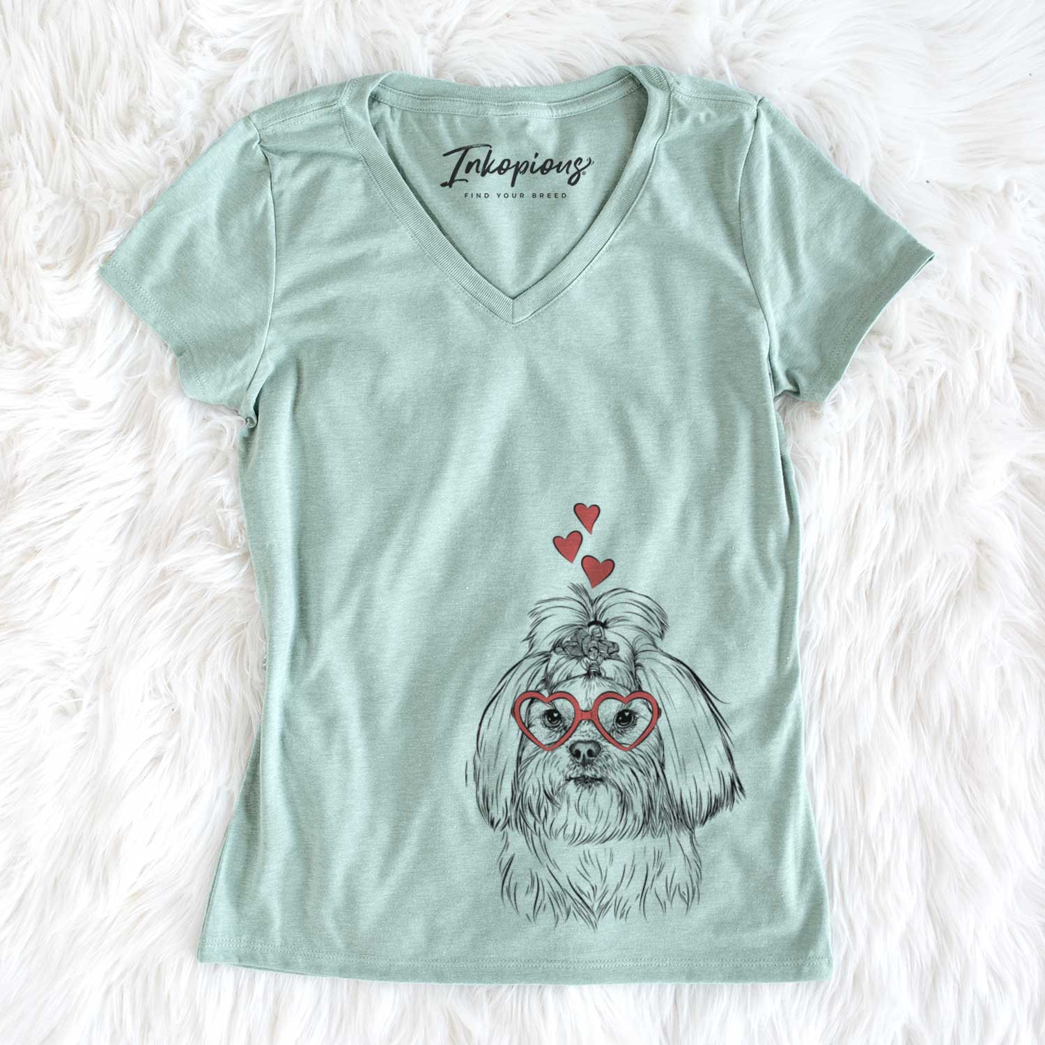 Valentine Olga the Shih Tzu - Women's V-neck Shirt