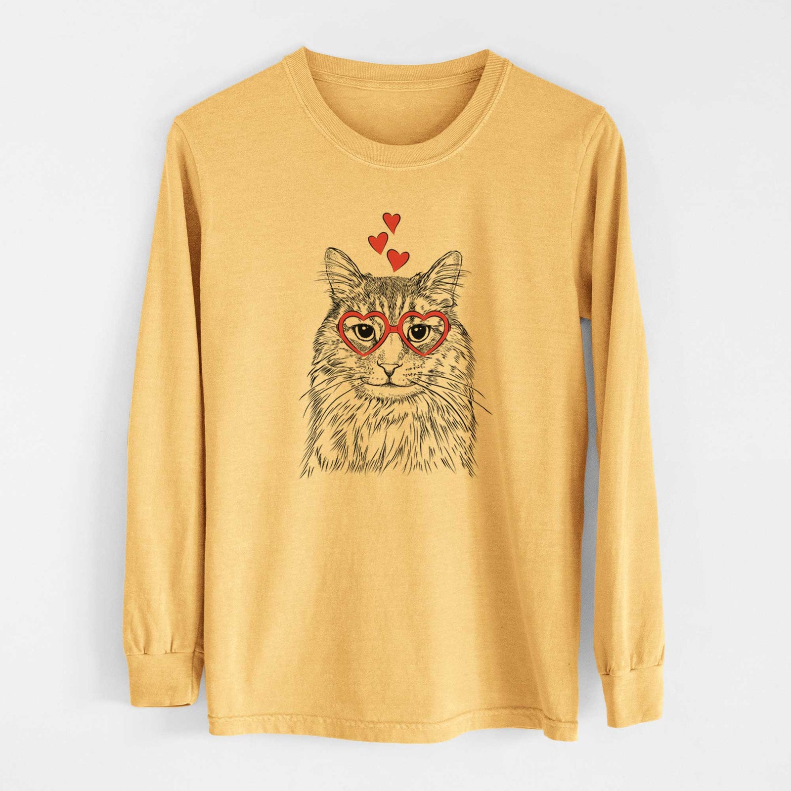 Valentine Oliver Fluff the Maine Coon Mix Cat - Heavyweight 100% Cotton Long Sleeve