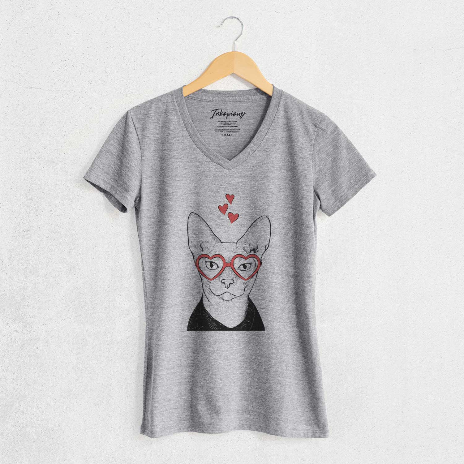 Valentine Oliver Watson the Sphynx Cat - Women's V-neck Shirt