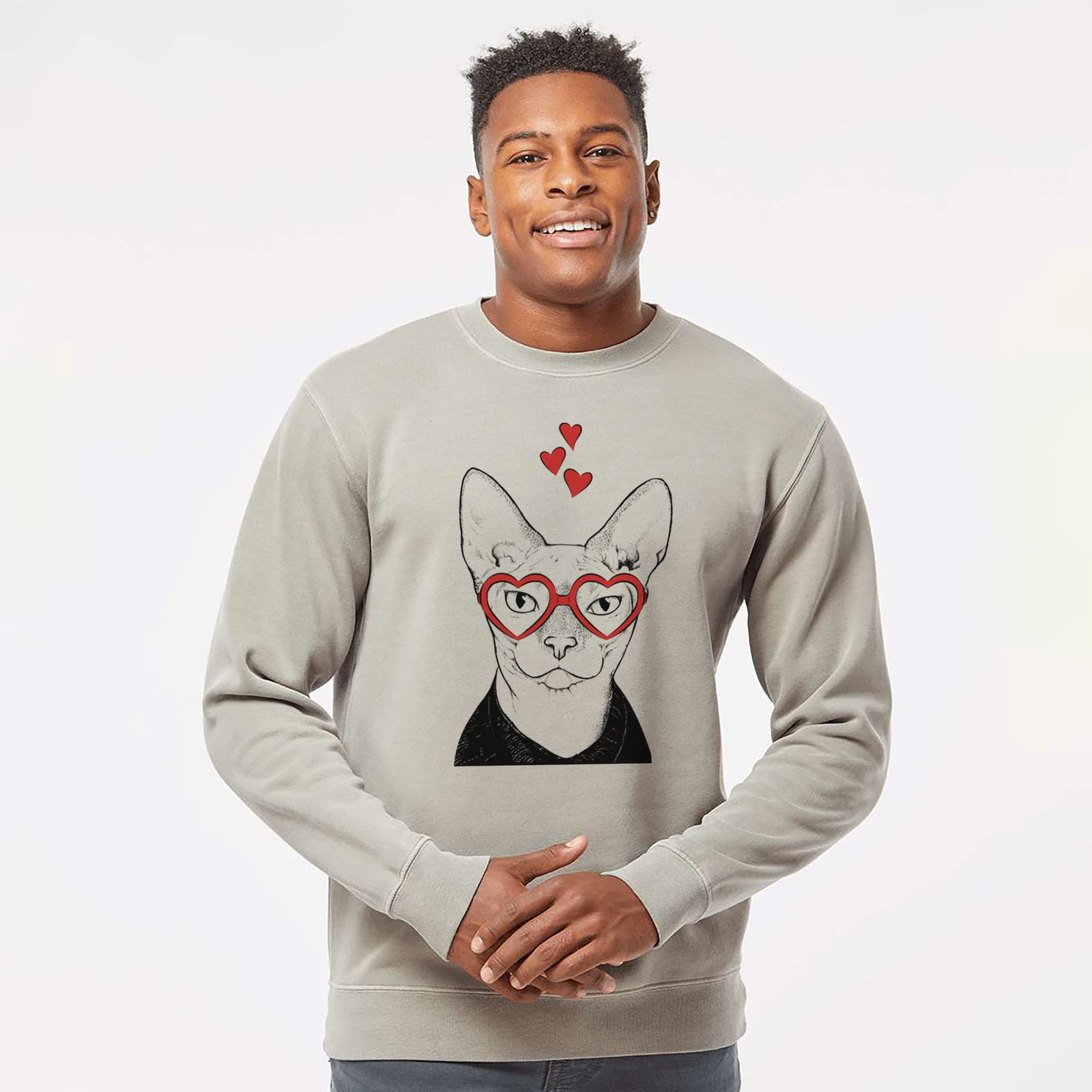 Valentine Oliver Watson the Sphynx Cat - Unisex Pigment Dyed Crew Sweatshirt