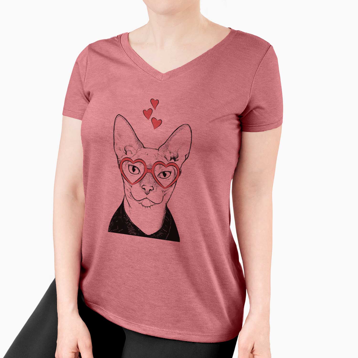 Valentine Oliver Watson the Sphynx Cat - Women's V-neck Shirt