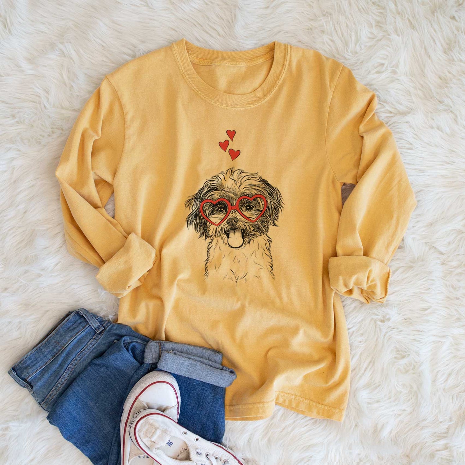 Valentine Pepper the Shihpoo - Heavyweight 100% Cotton Long Sleeve