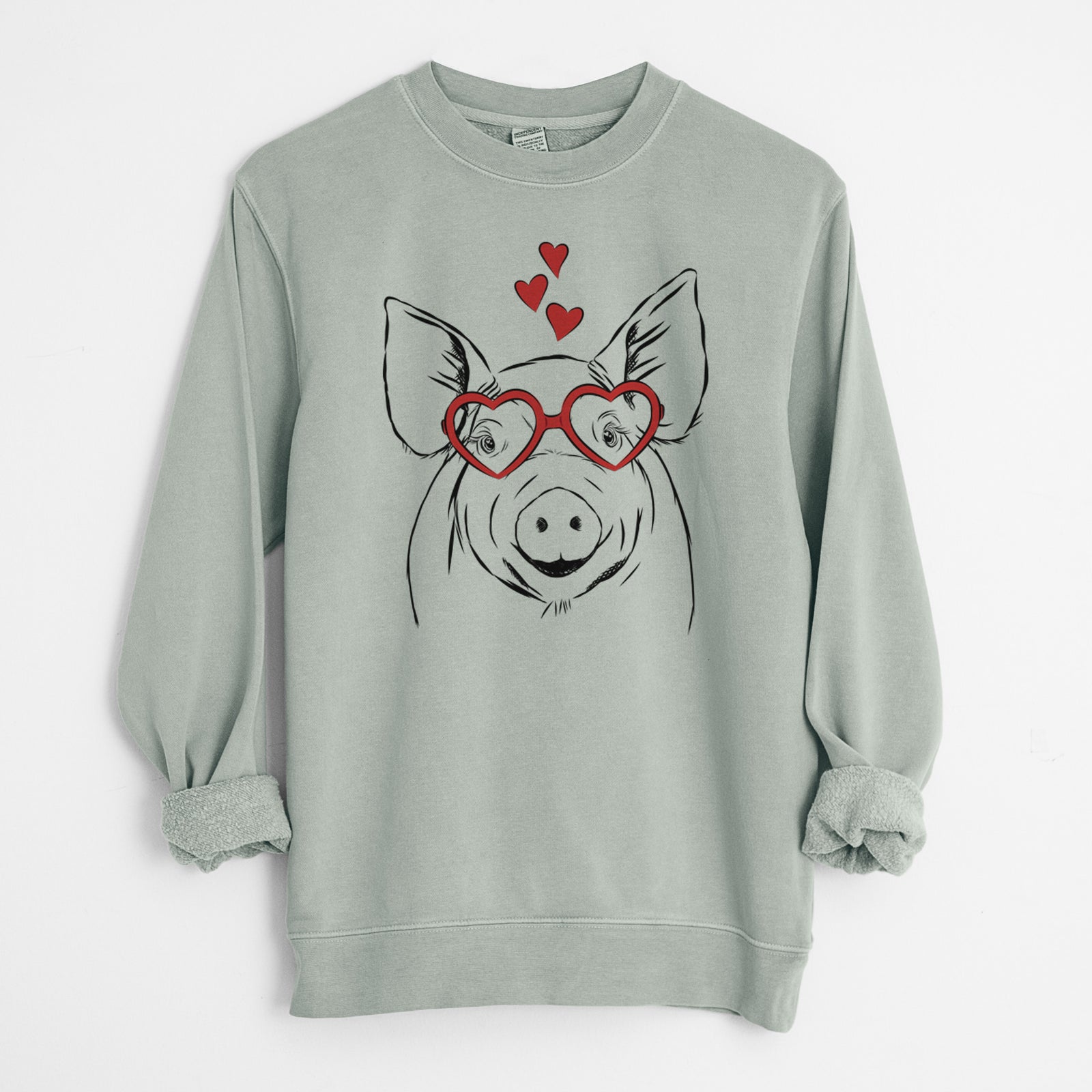 Valentine Perry the Pig - Unisex Pigment Dyed Crew Sweatshirt