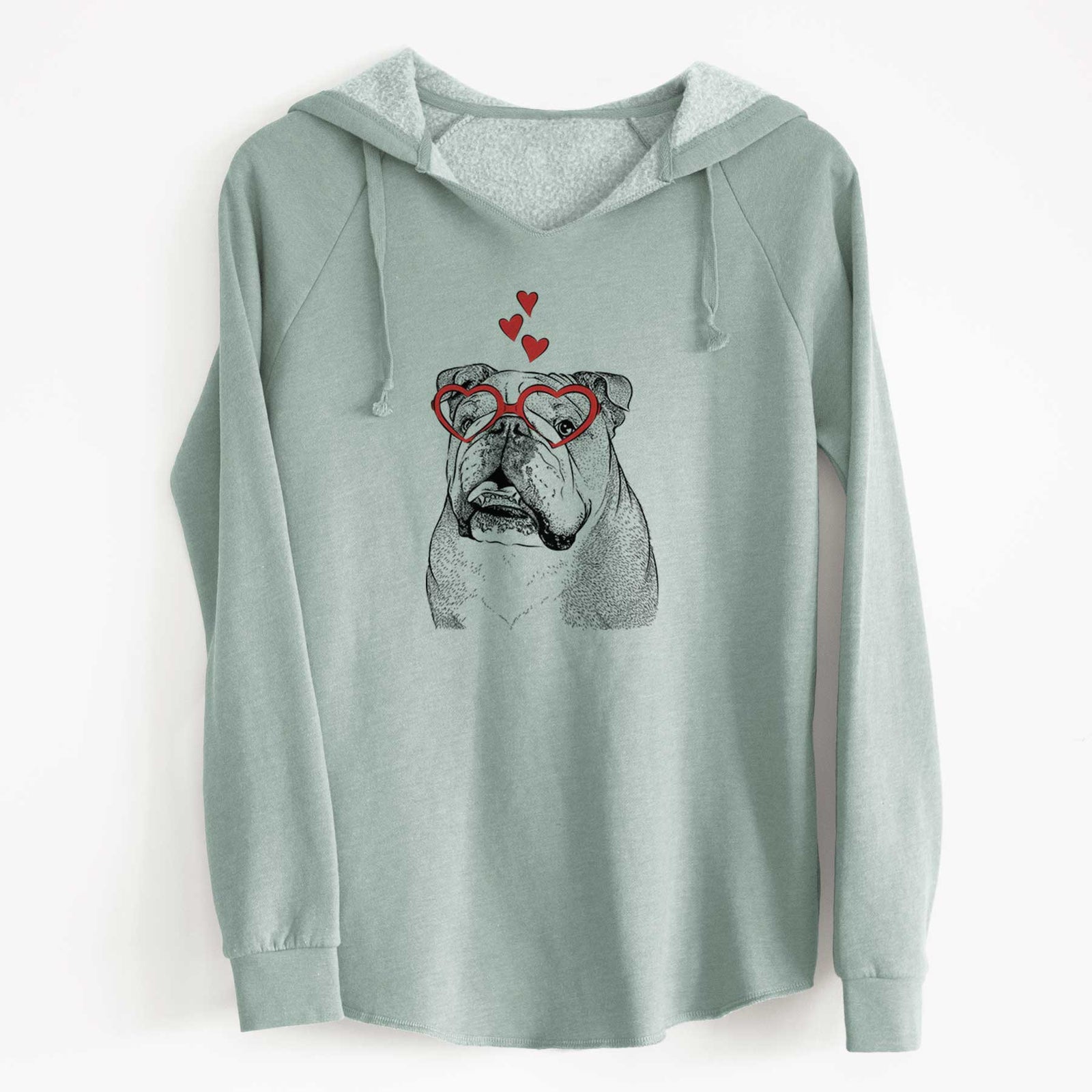Valentine Piggy the English Bulldog - Cali Wave Hooded Sweatshirt