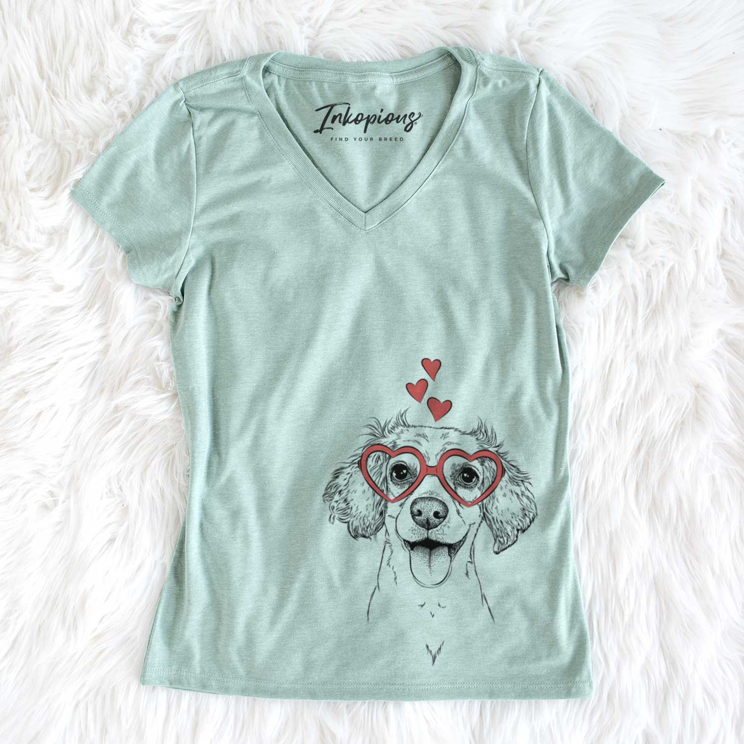 Valentine Piglet the Dachshund Mix - Women's V-neck Shirt