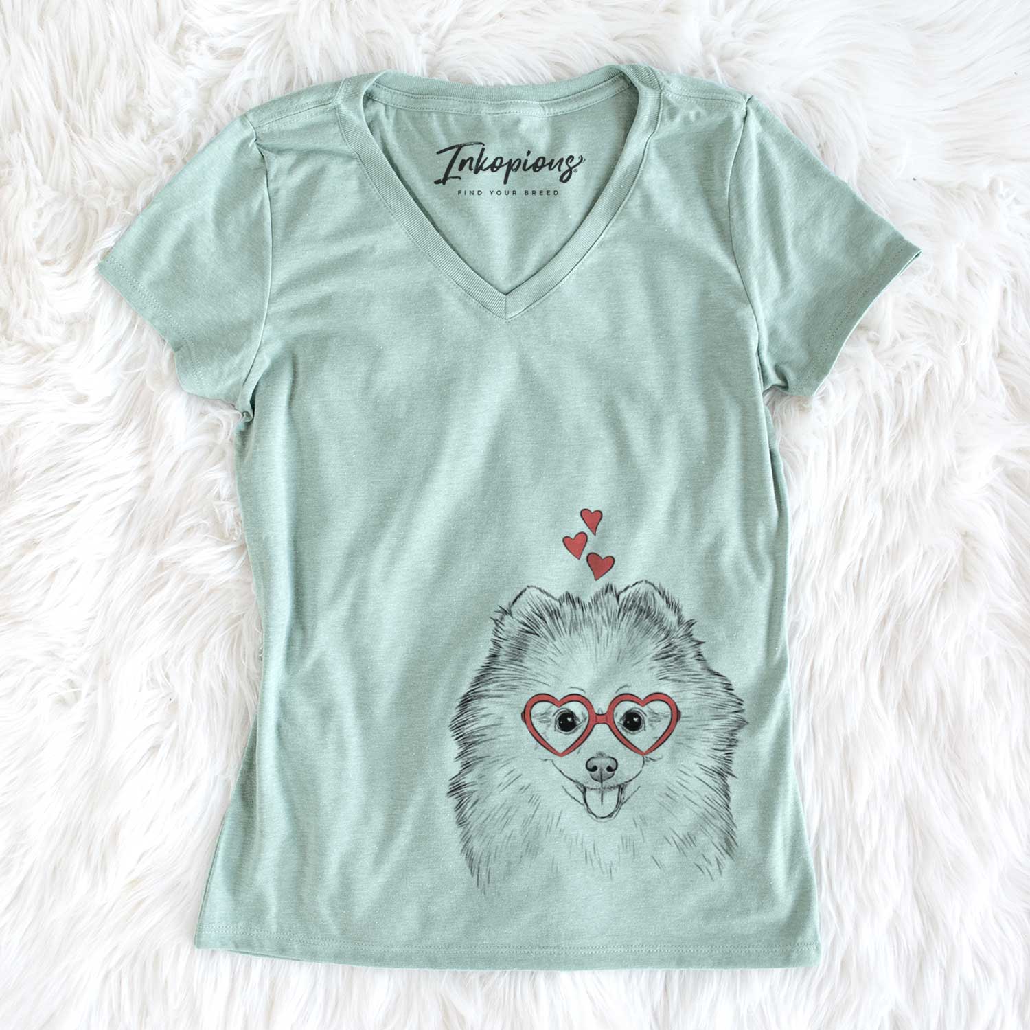 Valentine Piper Jo the Pomeranian - Women's V-neck Shirt
