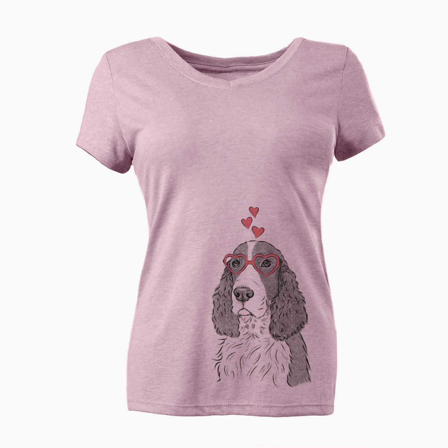 Valentine Quincy the English Springer Spaniel - Women's V-neck Shirt