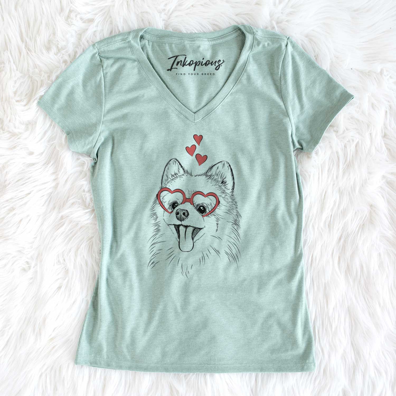 Valentine Quinn the Pomeranian - Women's V-neck Shirt